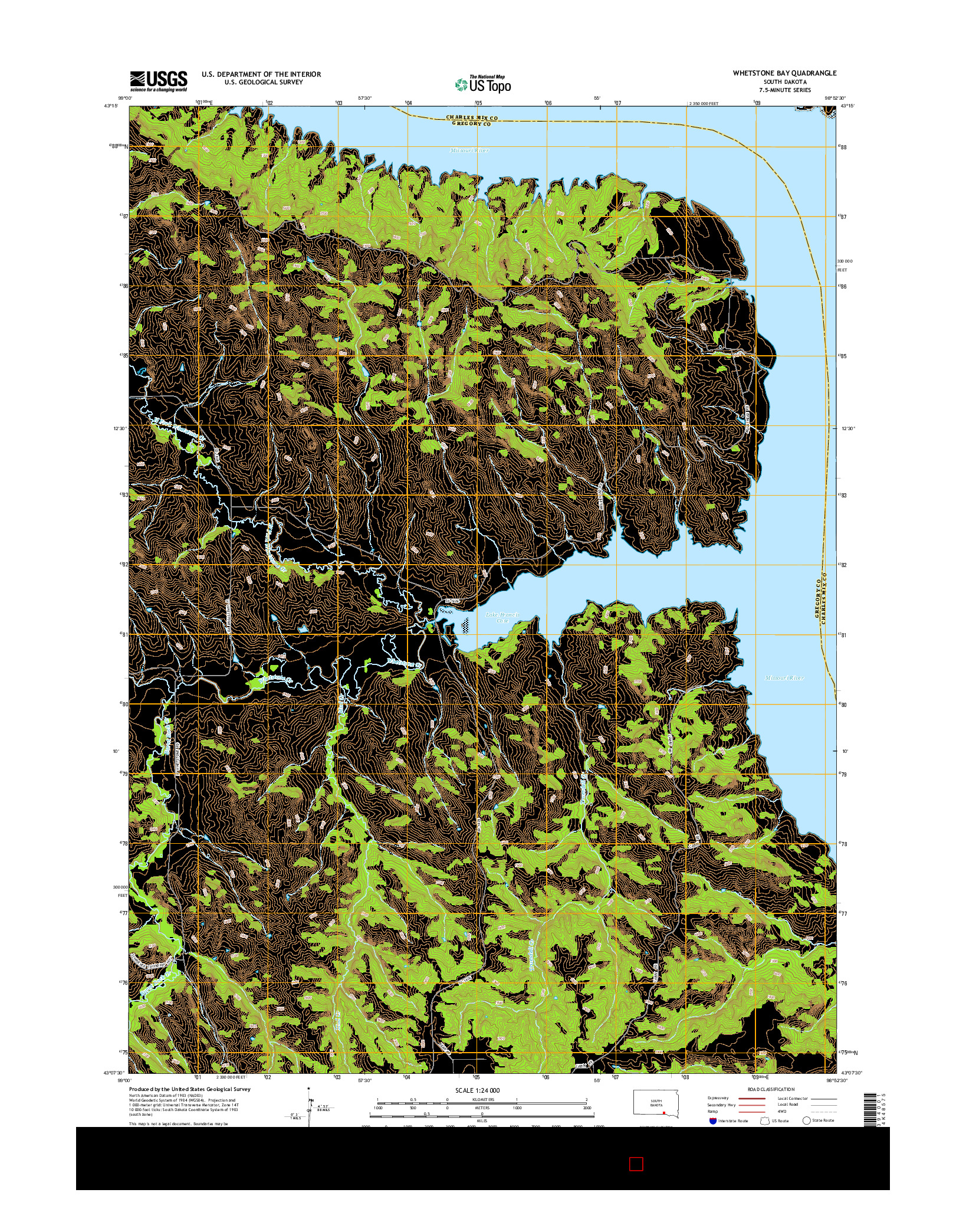 USGS US TOPO 7.5-MINUTE MAP FOR WHETSTONE BAY, SD 2015