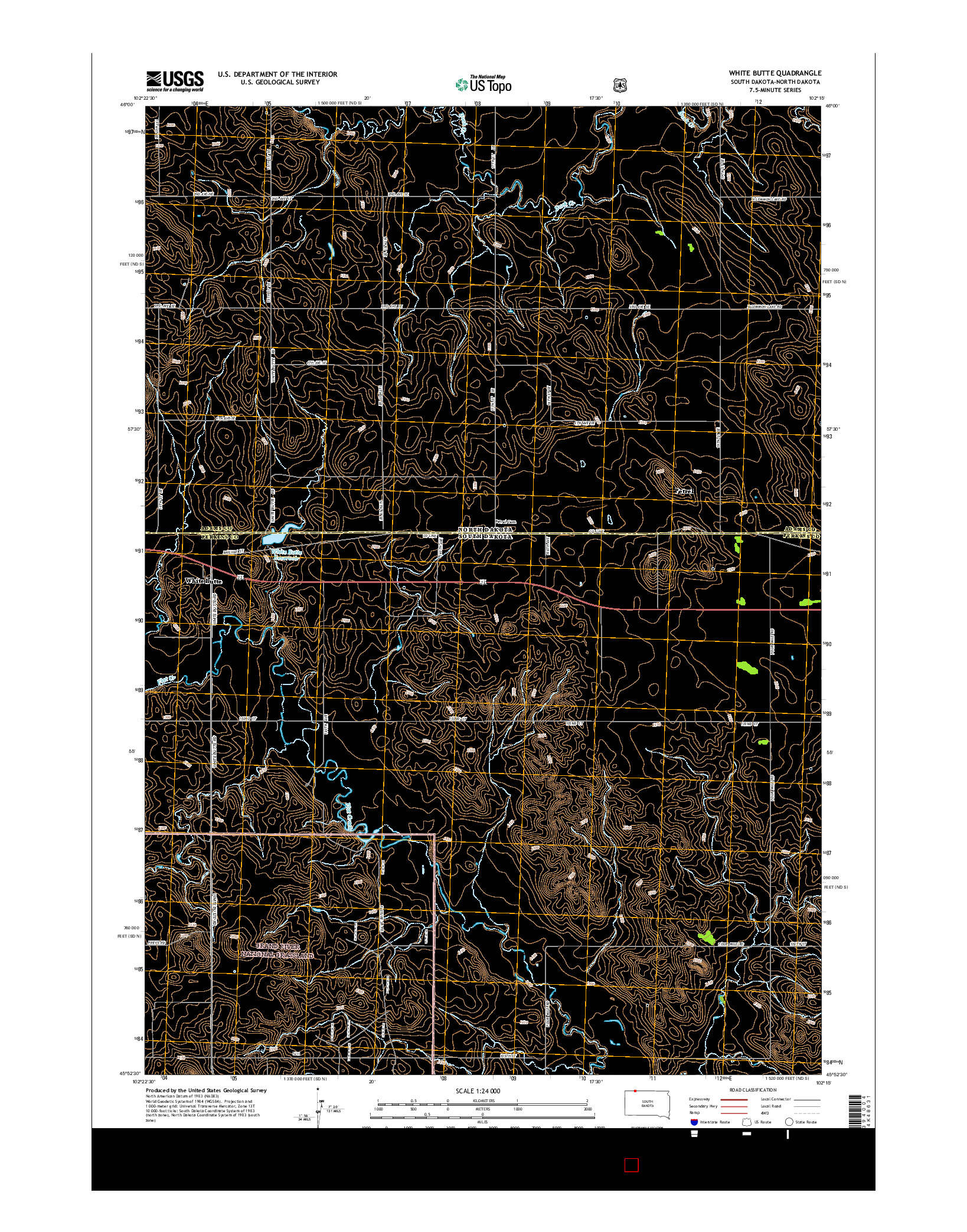 USGS US TOPO 7.5-MINUTE MAP FOR WHITE BUTTE, SD-ND 2015