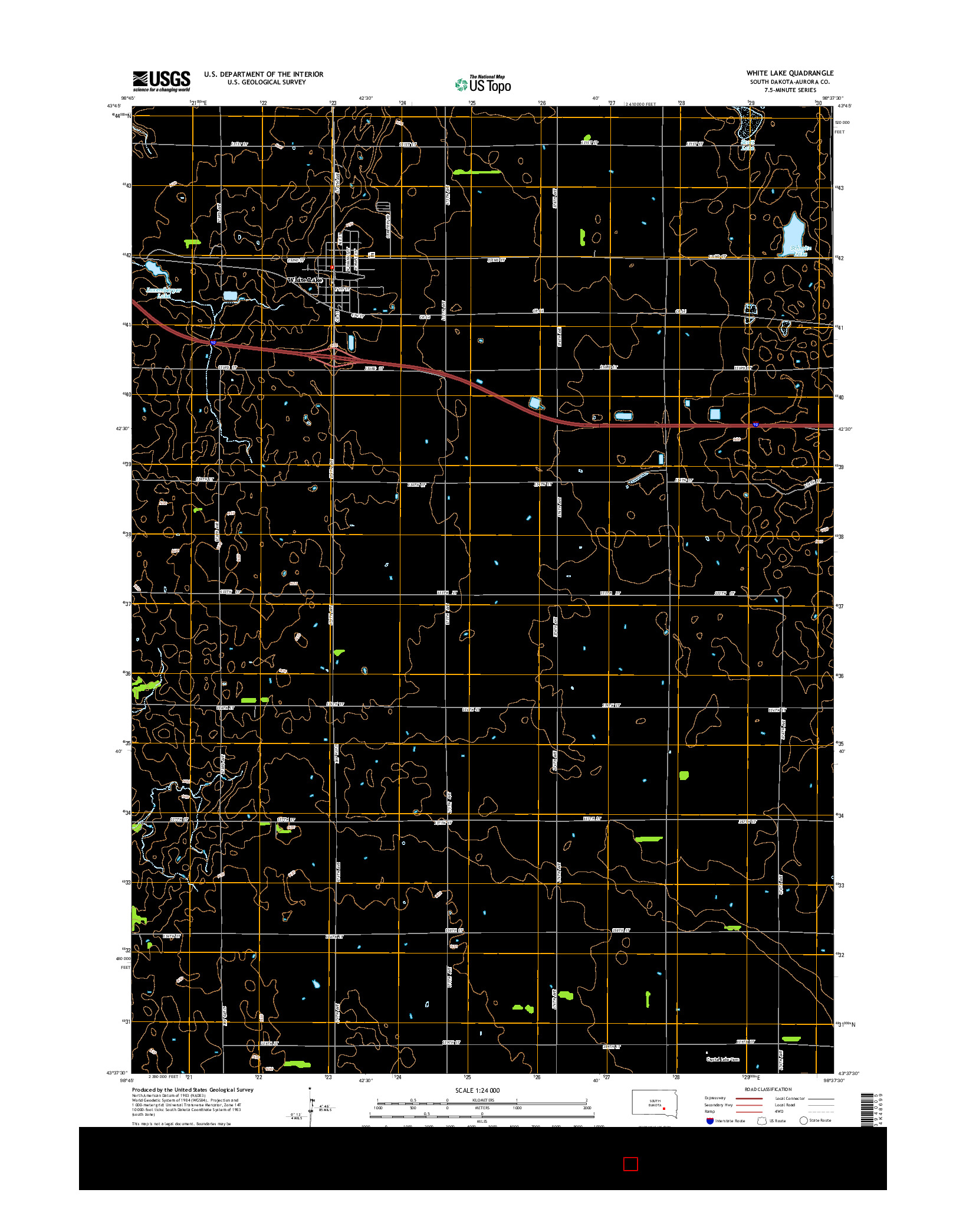 USGS US TOPO 7.5-MINUTE MAP FOR WHITE LAKE, SD 2015