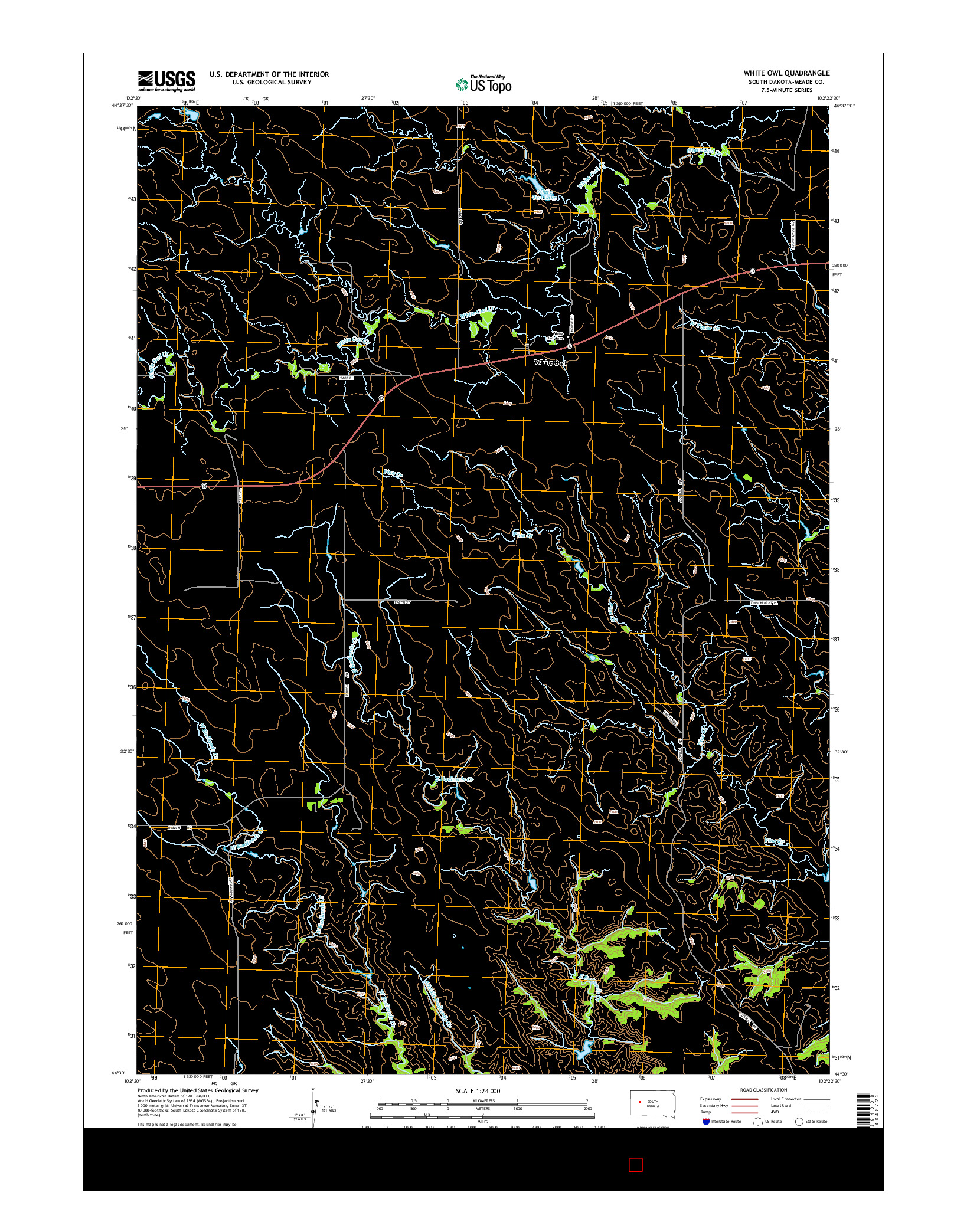 USGS US TOPO 7.5-MINUTE MAP FOR WHITE OWL, SD 2015