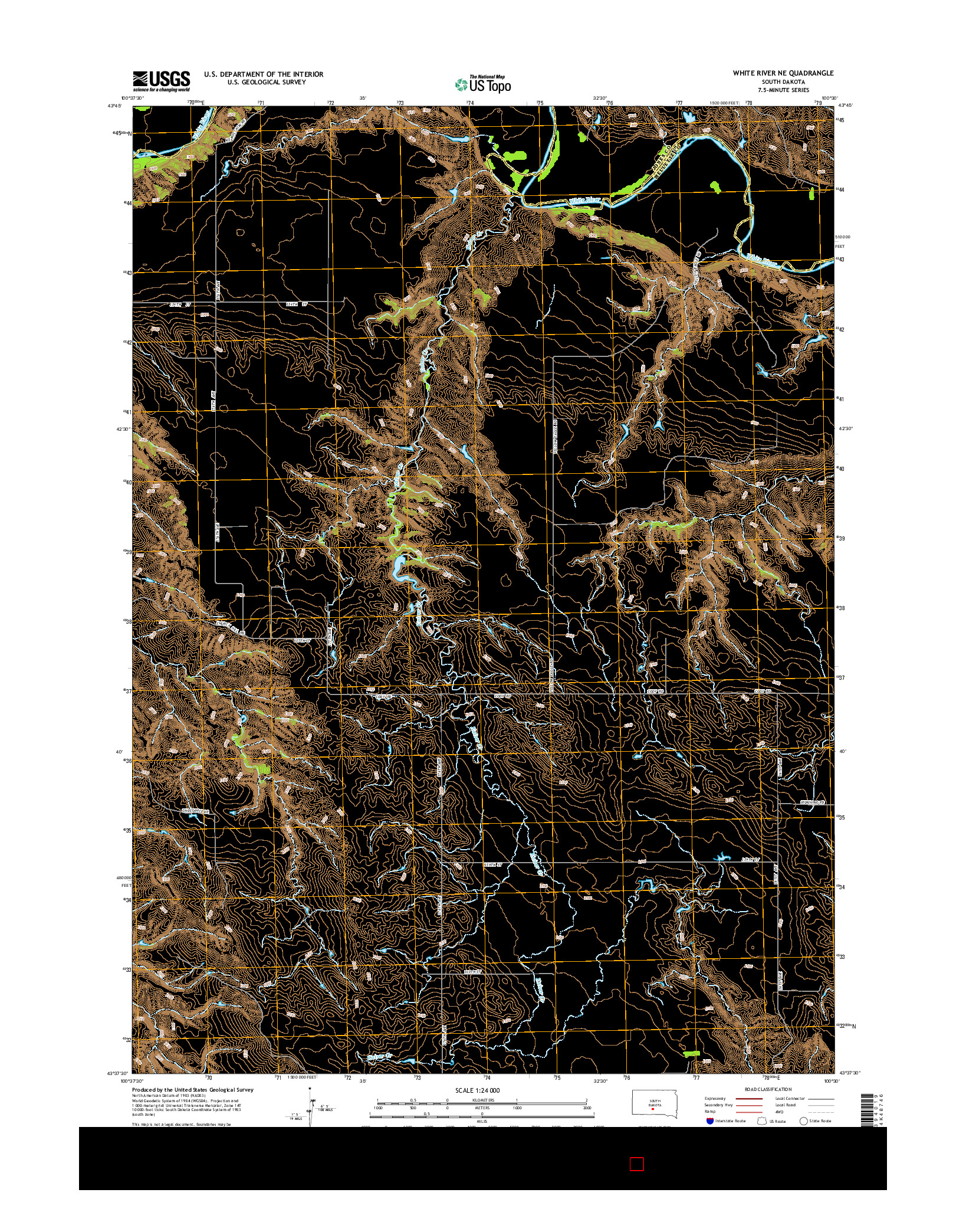 USGS US TOPO 7.5-MINUTE MAP FOR WHITE RIVER NE, SD 2015