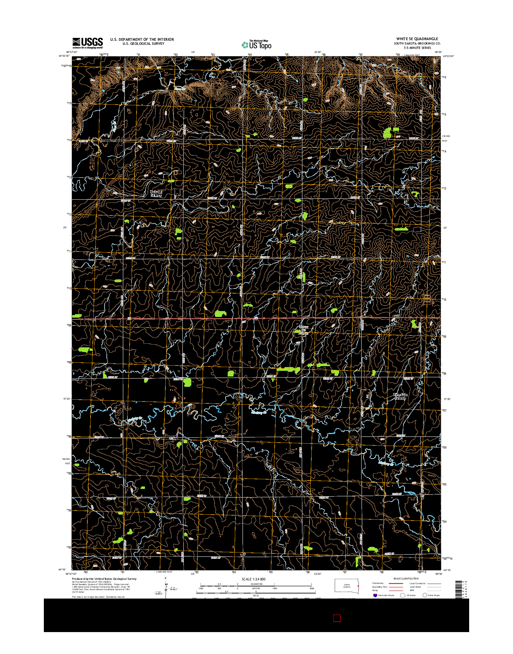 USGS US TOPO 7.5-MINUTE MAP FOR WHITE SE, SD 2015