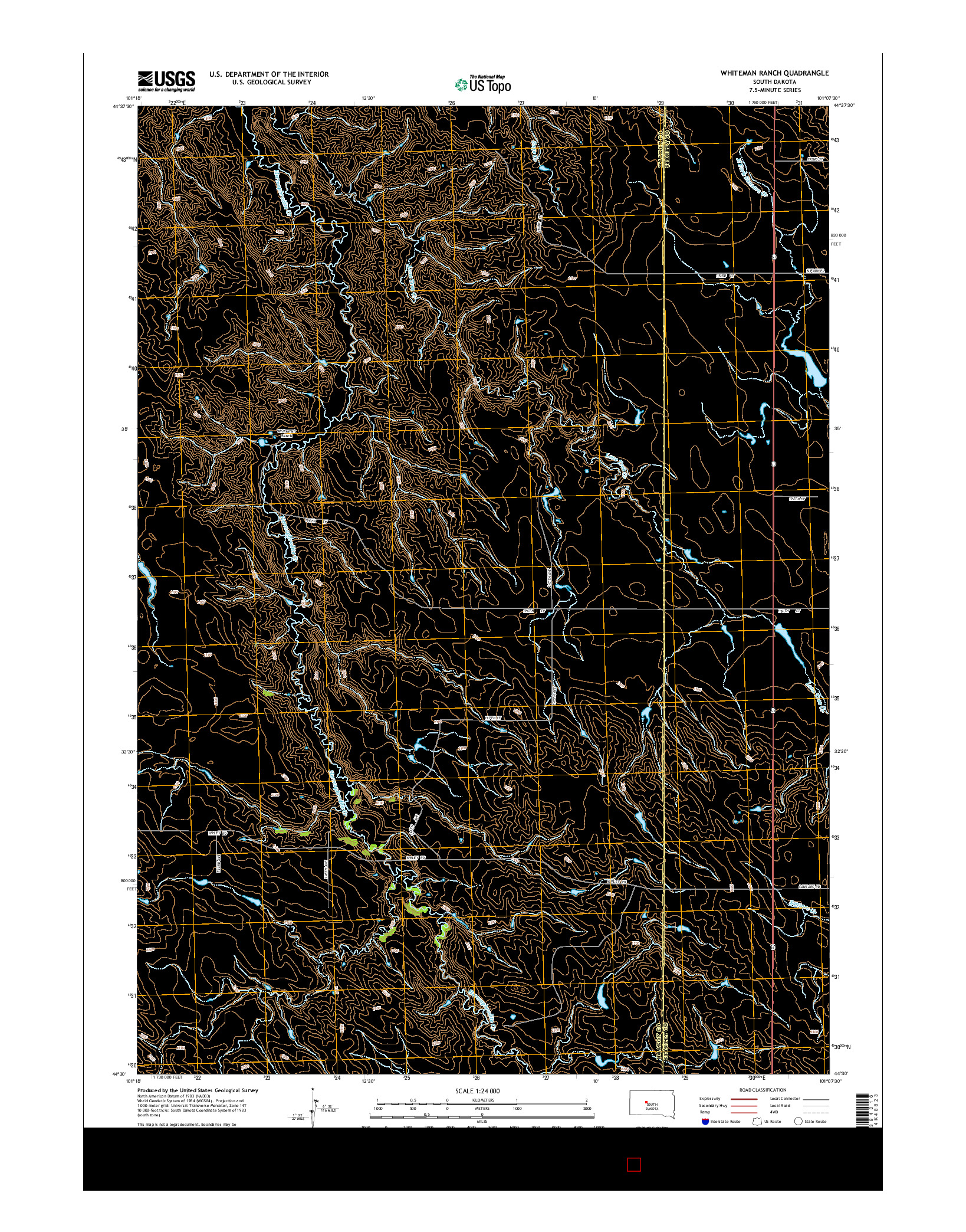 USGS US TOPO 7.5-MINUTE MAP FOR WHITEMAN RANCH, SD 2015