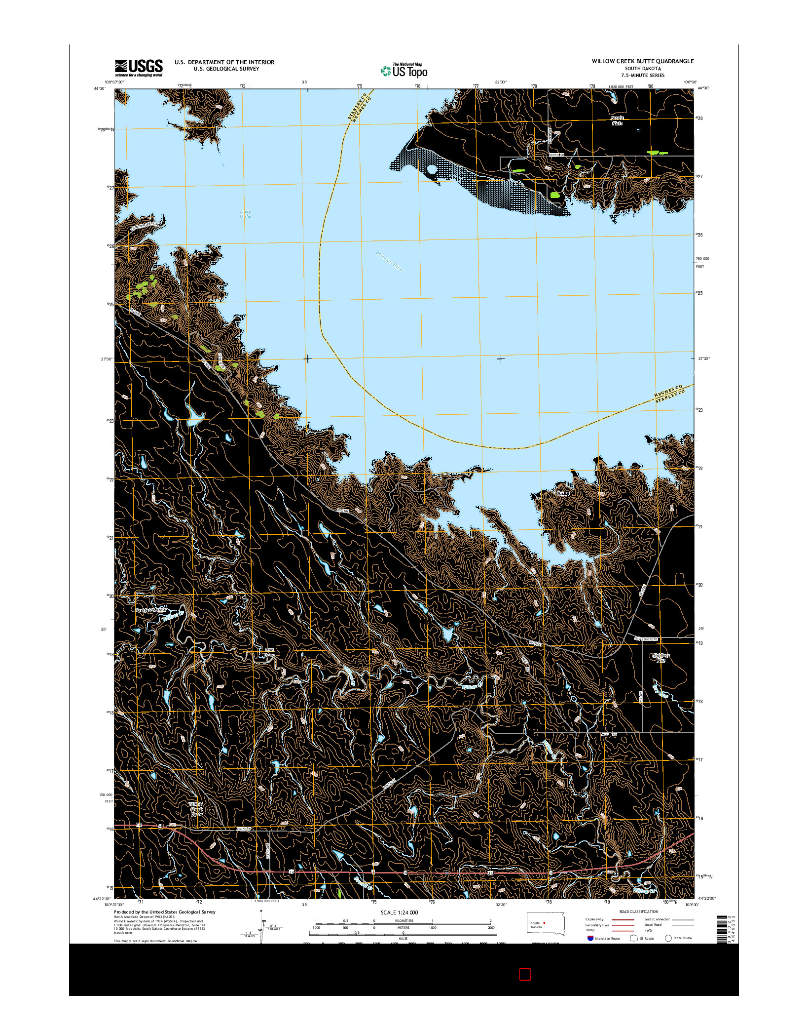 USGS US TOPO 7.5-MINUTE MAP FOR WILLOW CREEK BUTTE, SD 2015