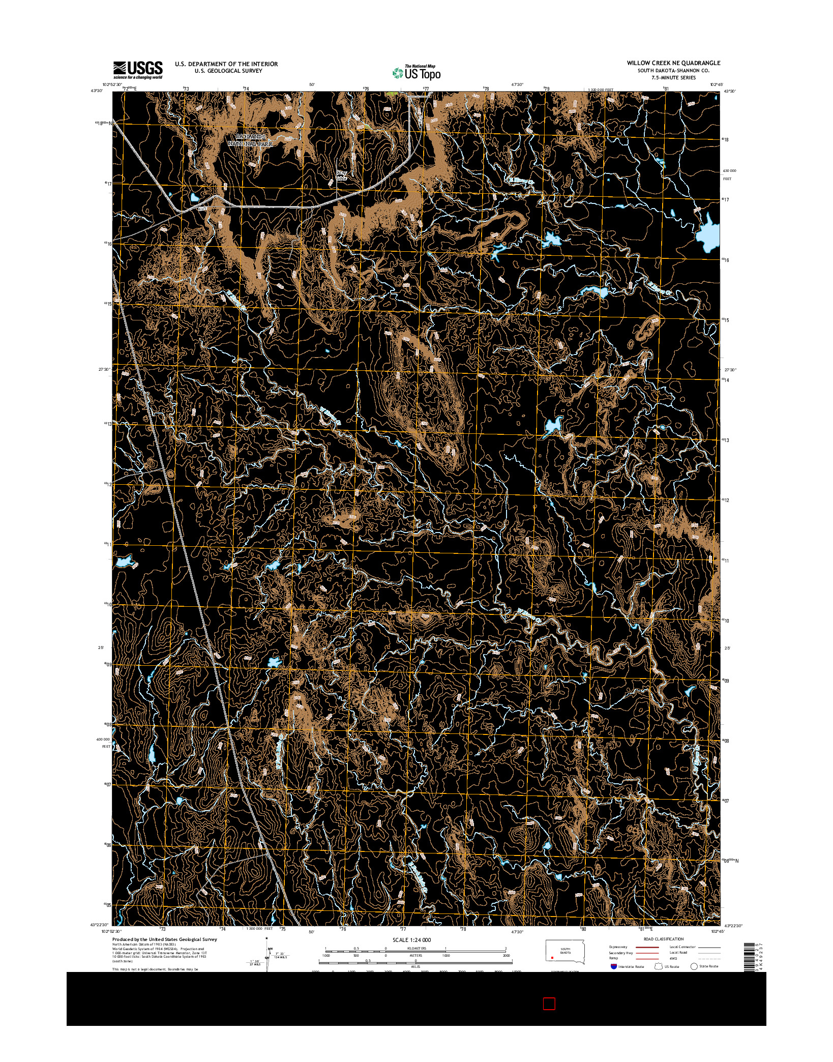 USGS US TOPO 7.5-MINUTE MAP FOR WILLOW CREEK NE, SD 2015