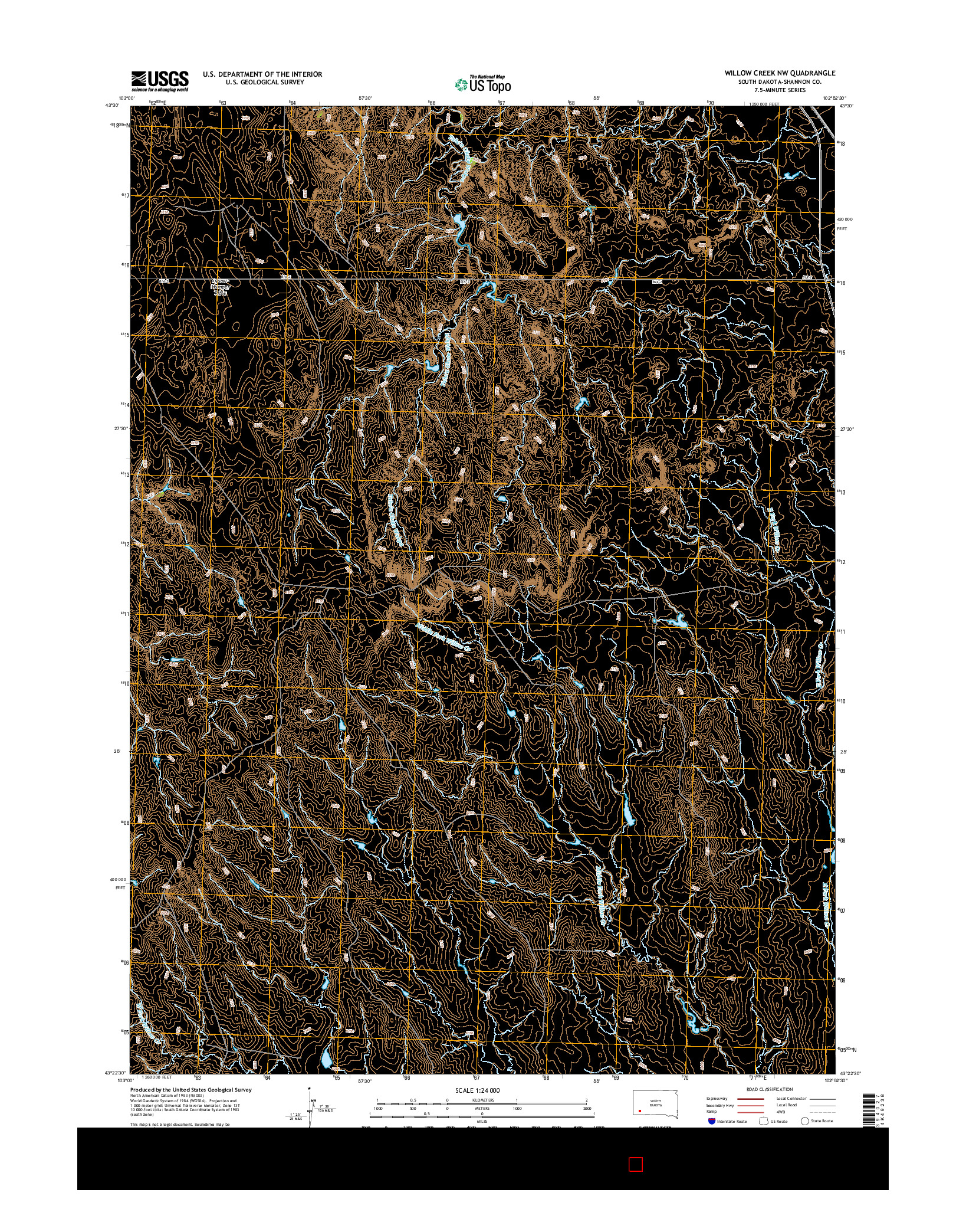 USGS US TOPO 7.5-MINUTE MAP FOR WILLOW CREEK NW, SD 2015