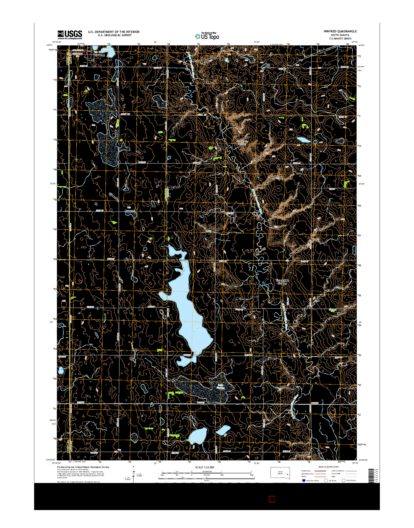 USGS US TOPO 7.5-MINUTE MAP FOR WINFRED, SD 2015