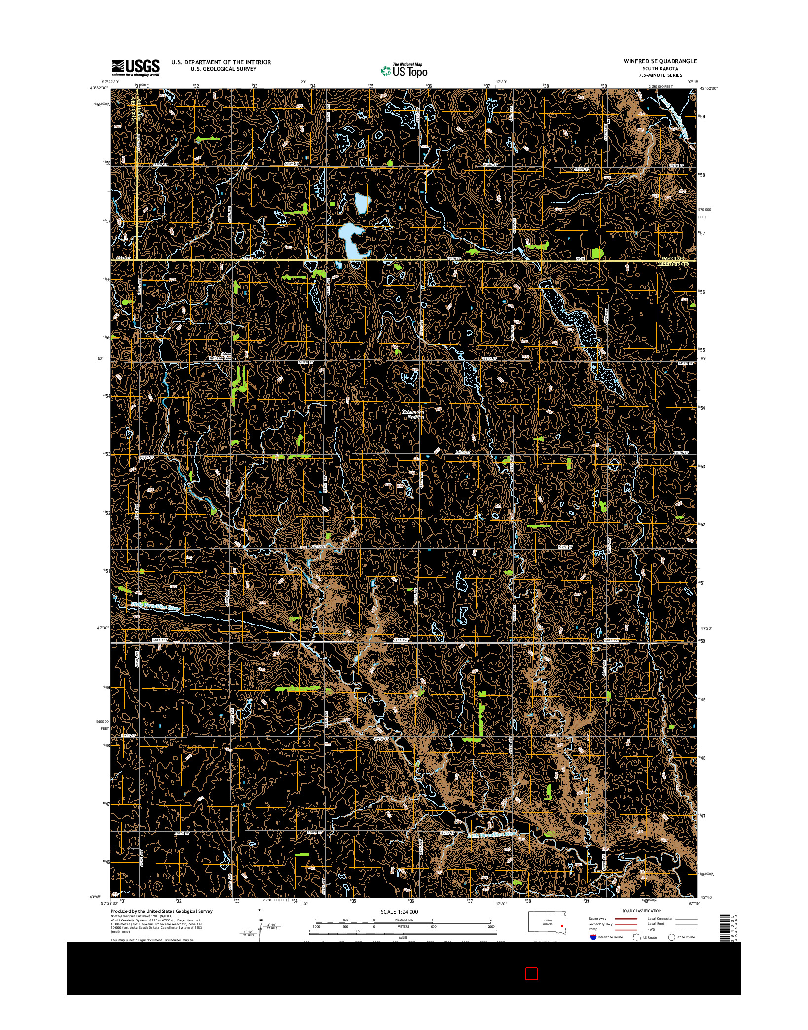 USGS US TOPO 7.5-MINUTE MAP FOR WINFRED SE, SD 2015