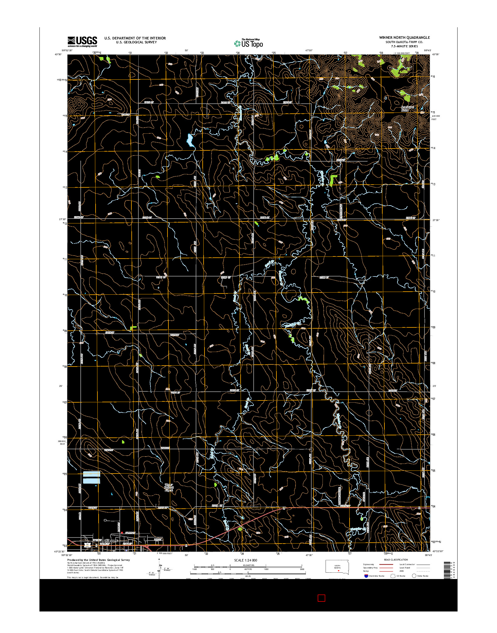 USGS US TOPO 7.5-MINUTE MAP FOR WINNER NORTH, SD 2015
