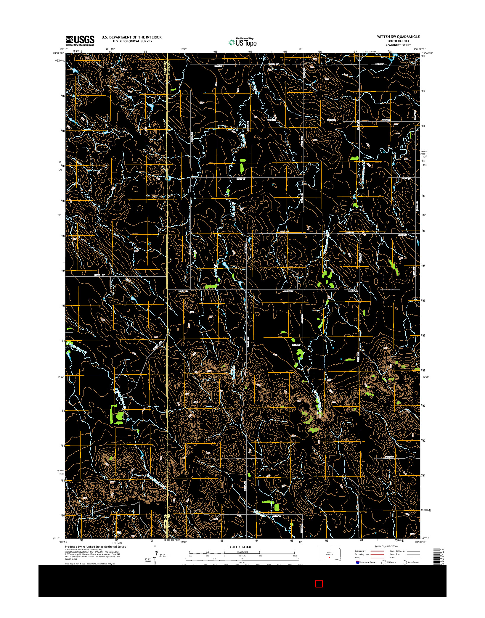USGS US TOPO 7.5-MINUTE MAP FOR WITTEN SW, SD 2015