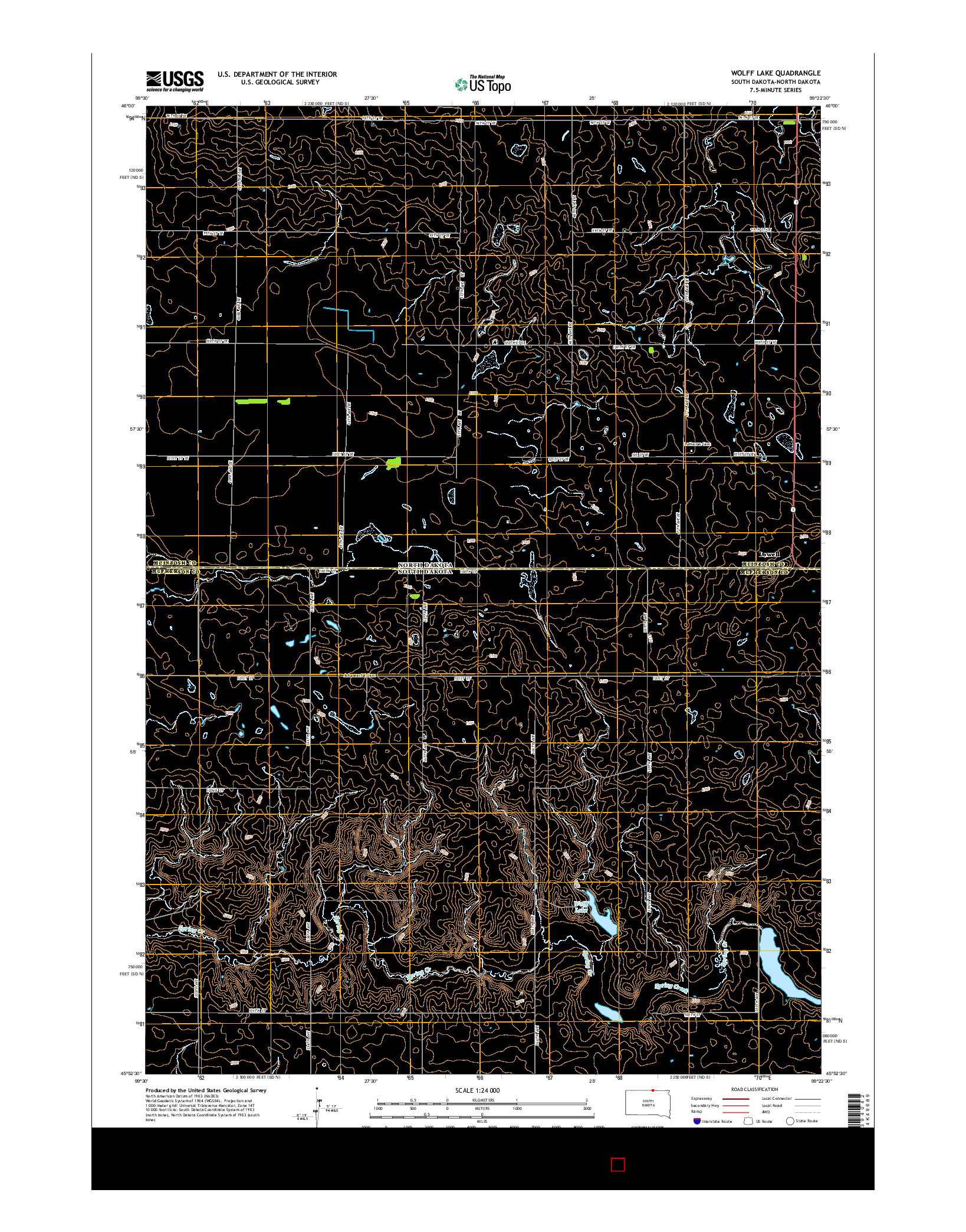 USGS US TOPO 7.5-MINUTE MAP FOR WOLFF LAKE, SD-ND 2015