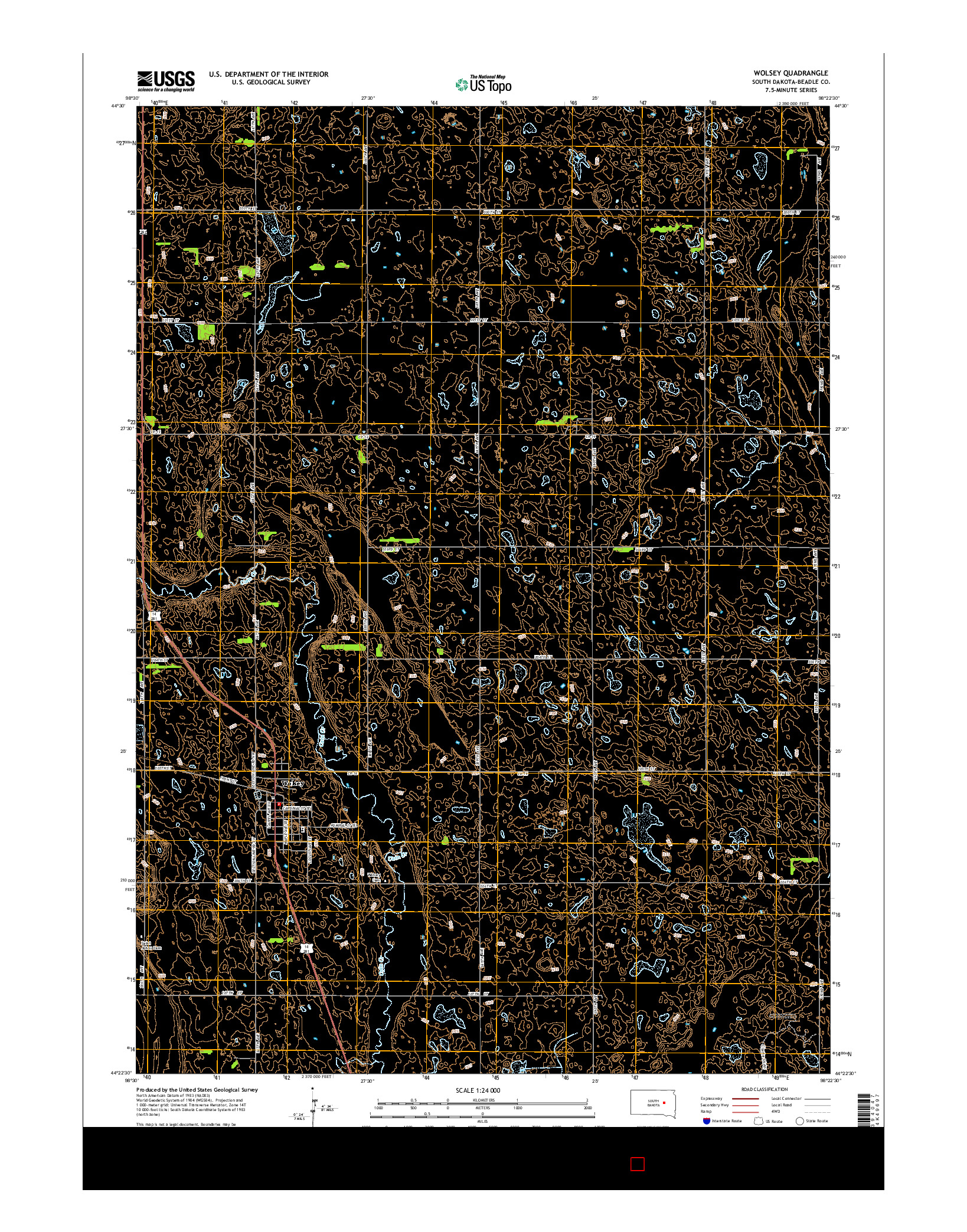 USGS US TOPO 7.5-MINUTE MAP FOR WOLSEY, SD 2015