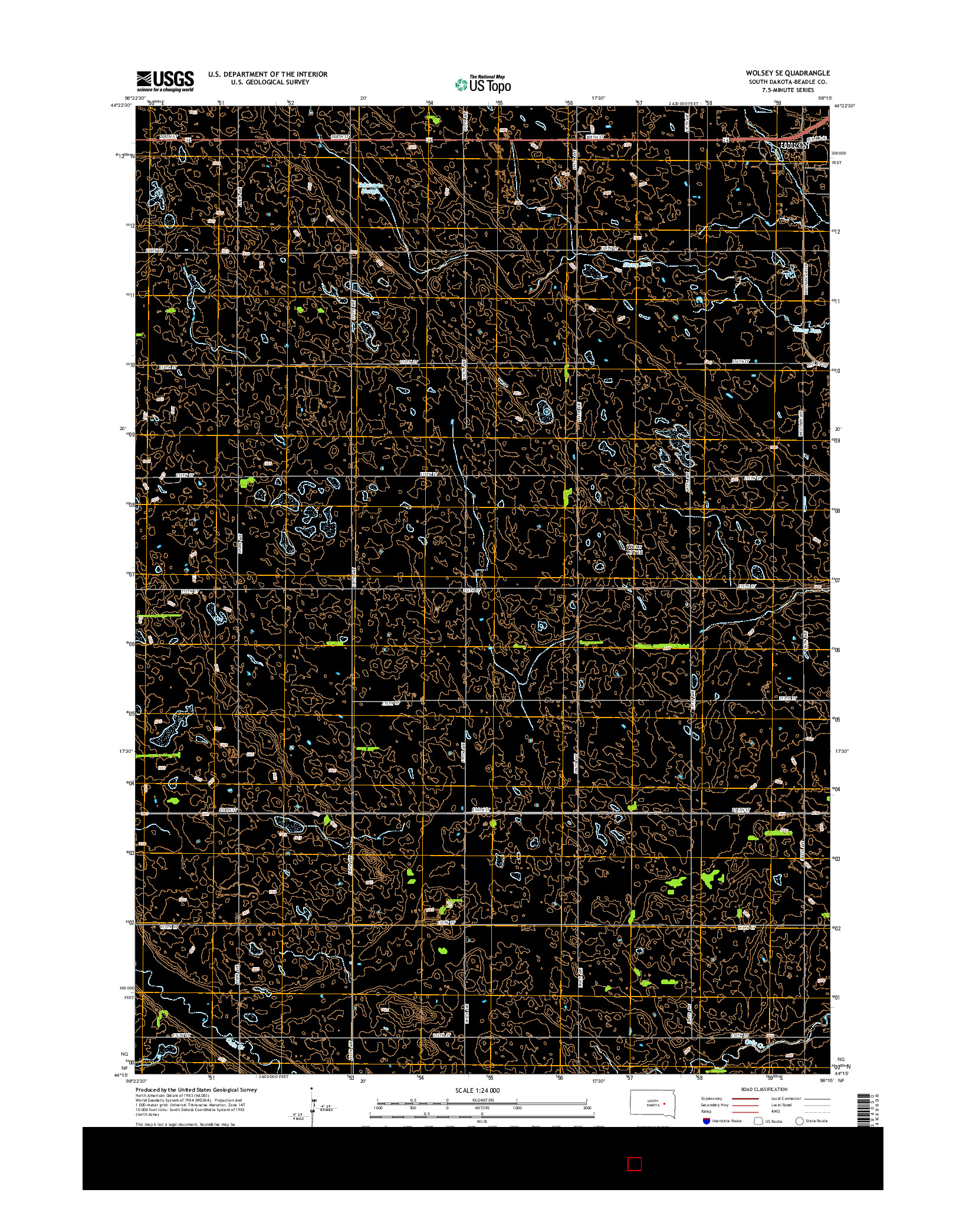 USGS US TOPO 7.5-MINUTE MAP FOR WOLSEY SE, SD 2015