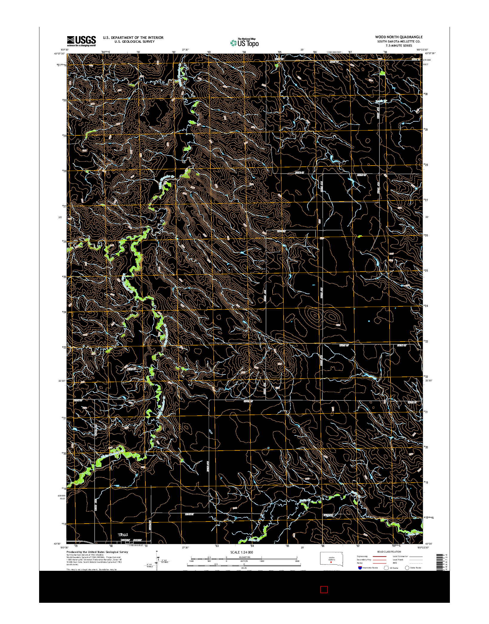 USGS US TOPO 7.5-MINUTE MAP FOR WOOD NORTH, SD 2015