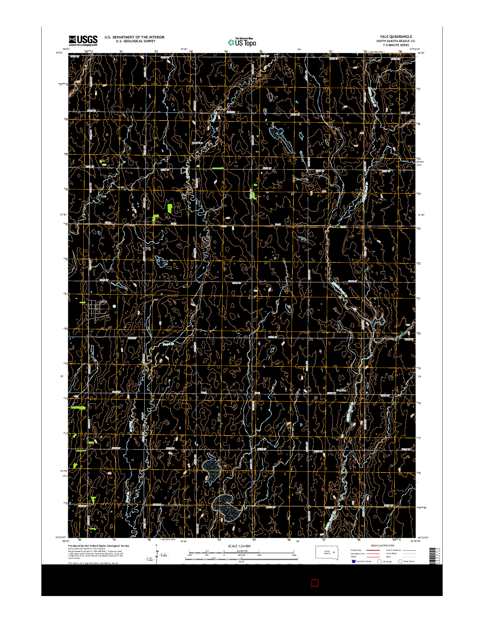 USGS US TOPO 7.5-MINUTE MAP FOR YALE, SD 2015