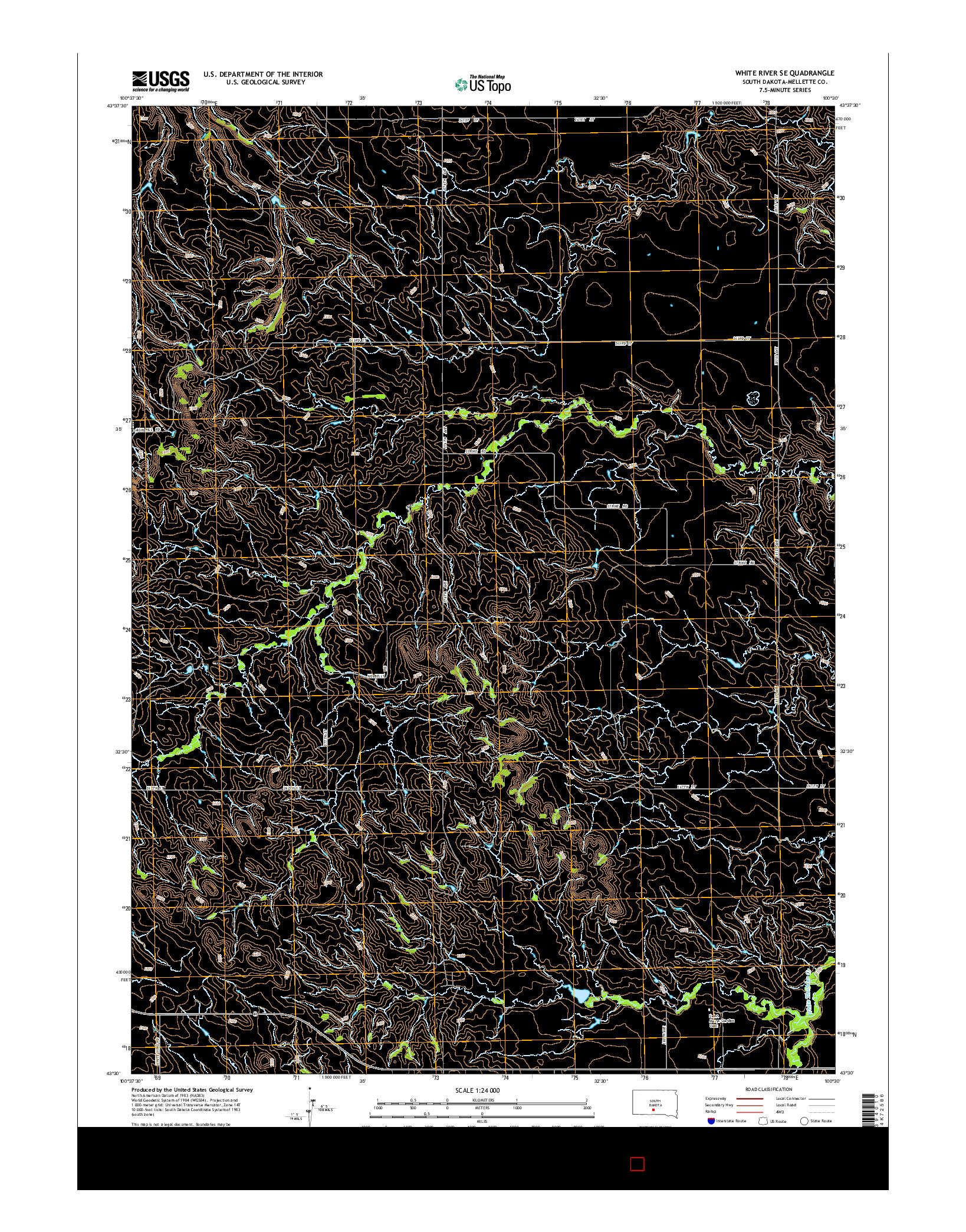 USGS US TOPO 7.5-MINUTE MAP FOR WHITE RIVER SE, SD 2015