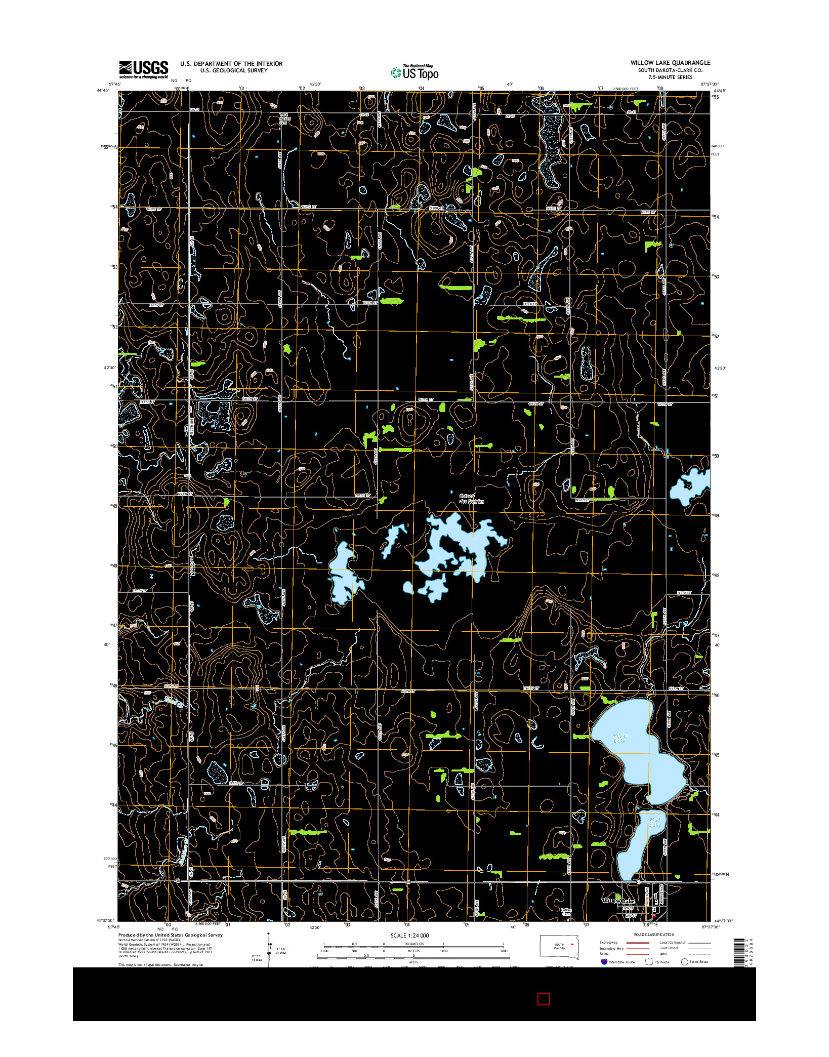 USGS US TOPO 7.5-MINUTE MAP FOR WILLOW LAKE, SD 2015