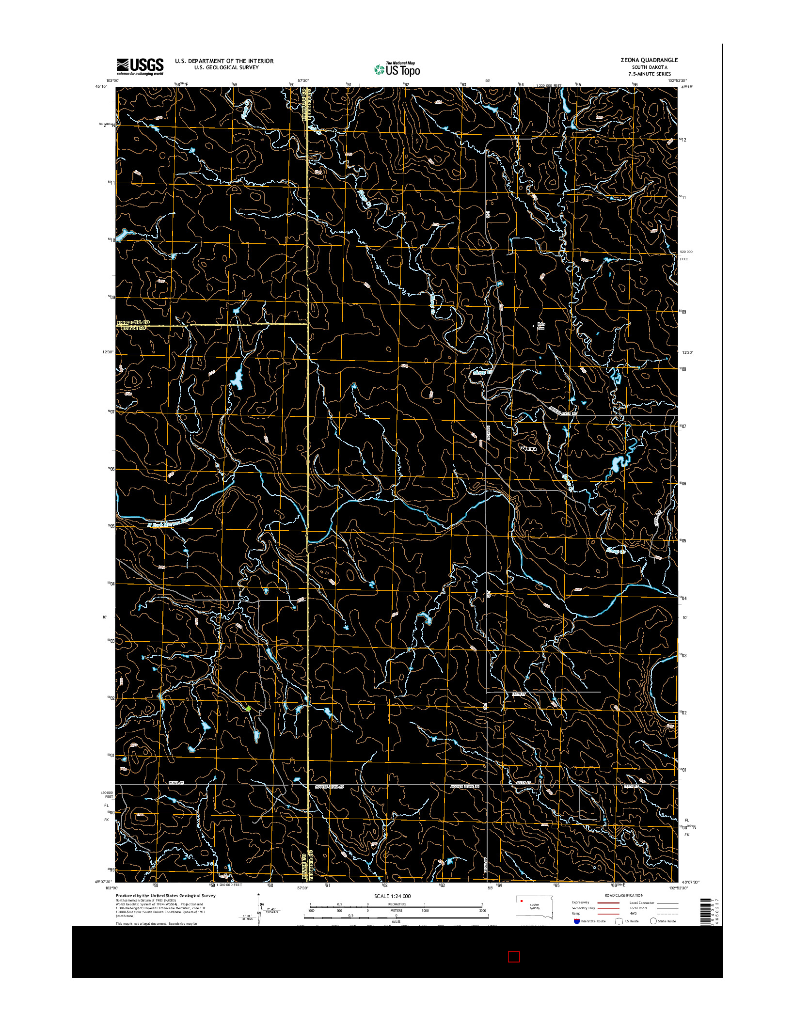 USGS US TOPO 7.5-MINUTE MAP FOR ZEONA, SD 2015