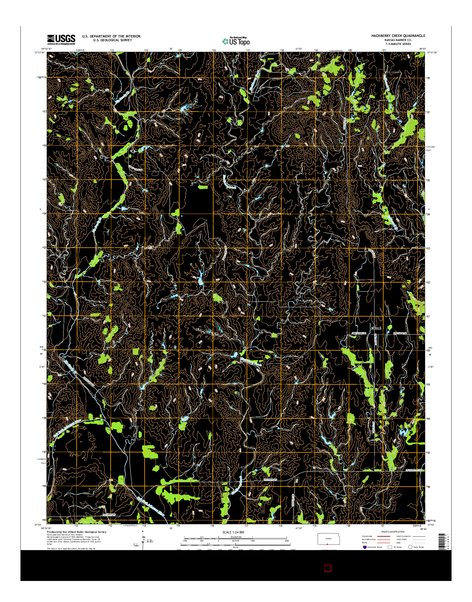 USGS US TOPO 7.5-MINUTE MAP FOR HACKBERRY CREEK, KS 2016