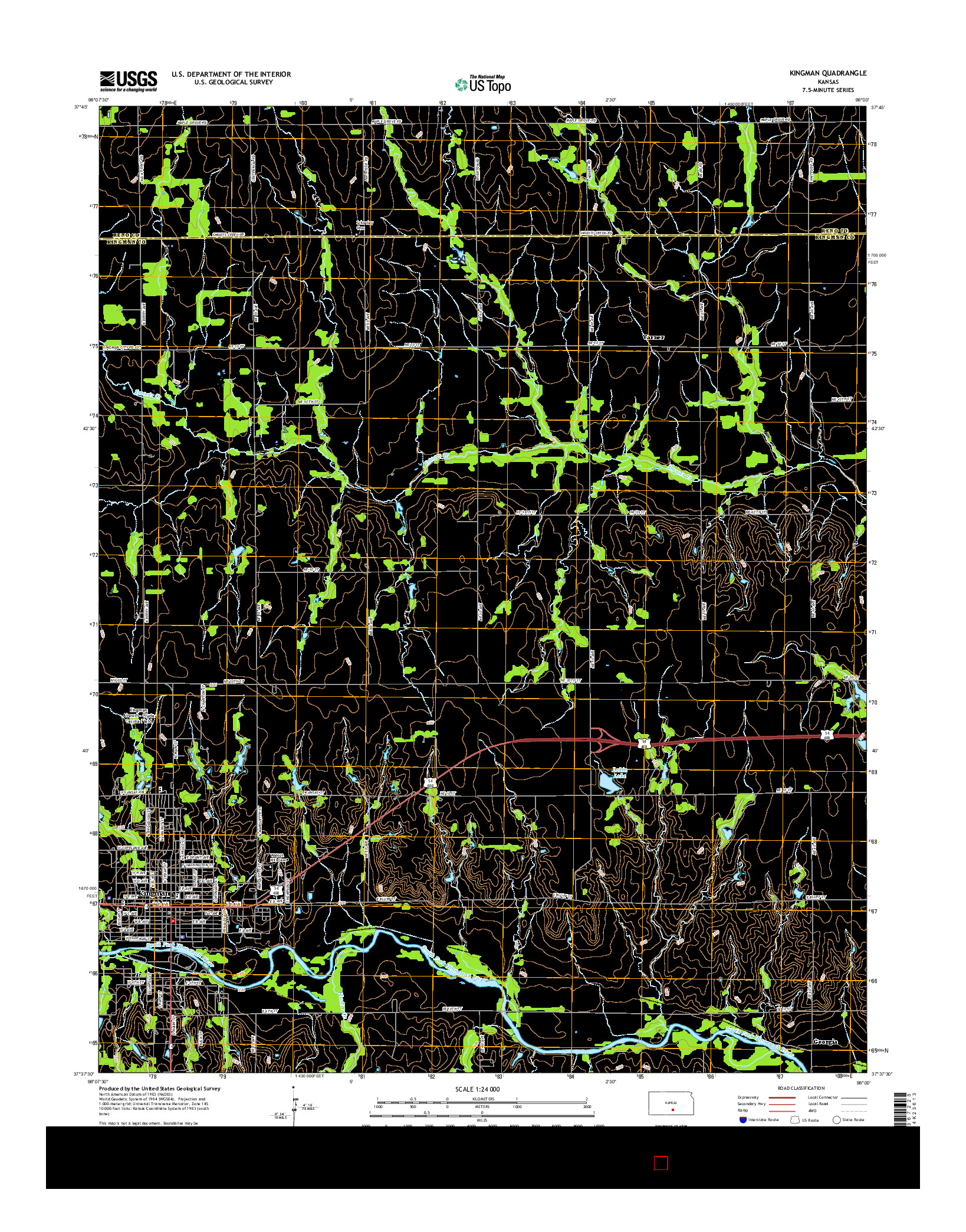 USGS US TOPO 7.5-MINUTE MAP FOR KINGMAN, KS 2016