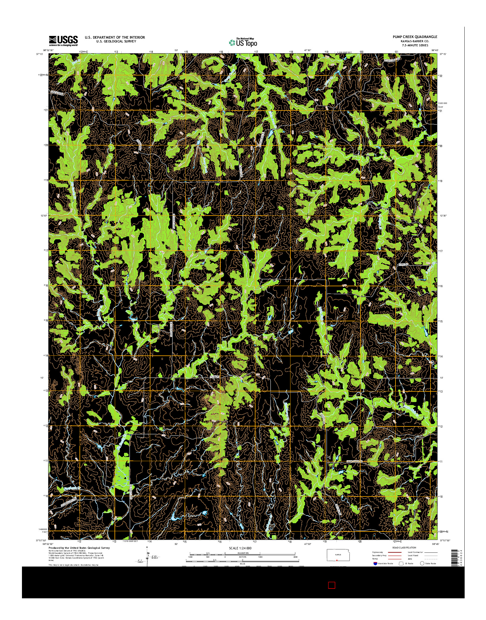 USGS US TOPO 7.5-MINUTE MAP FOR PUMP CREEK, KS 2016