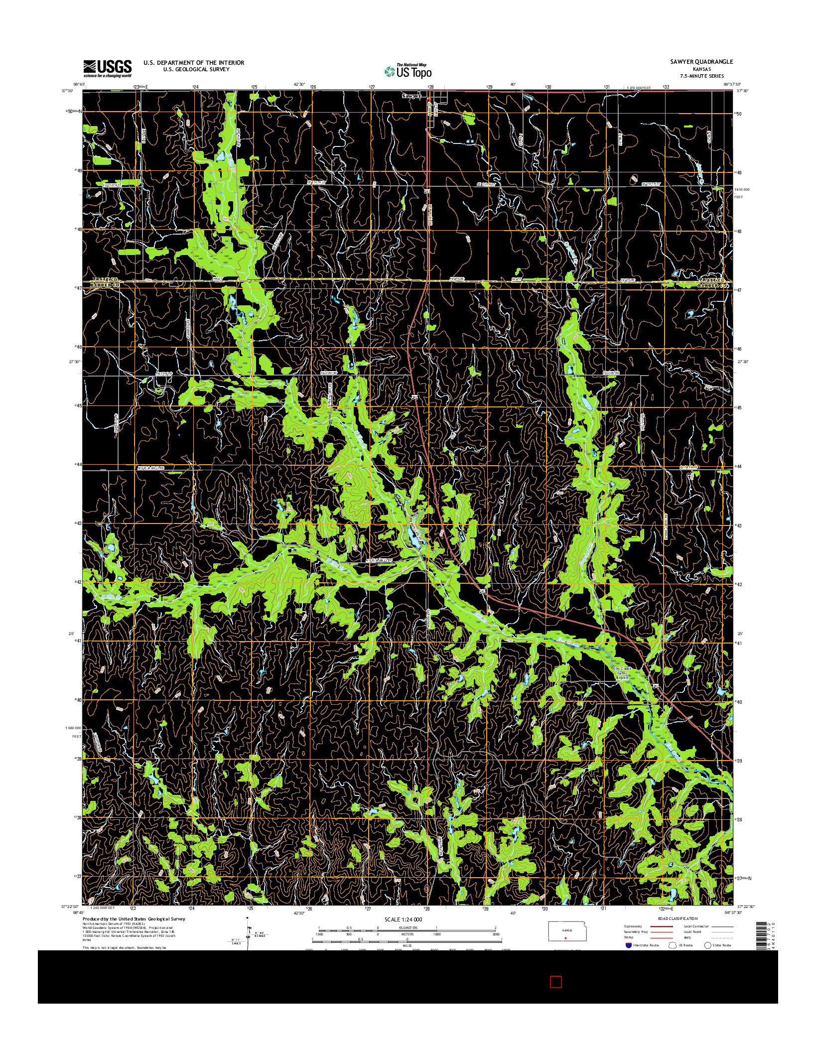 USGS US TOPO 7.5-MINUTE MAP FOR SAWYER, KS 2016