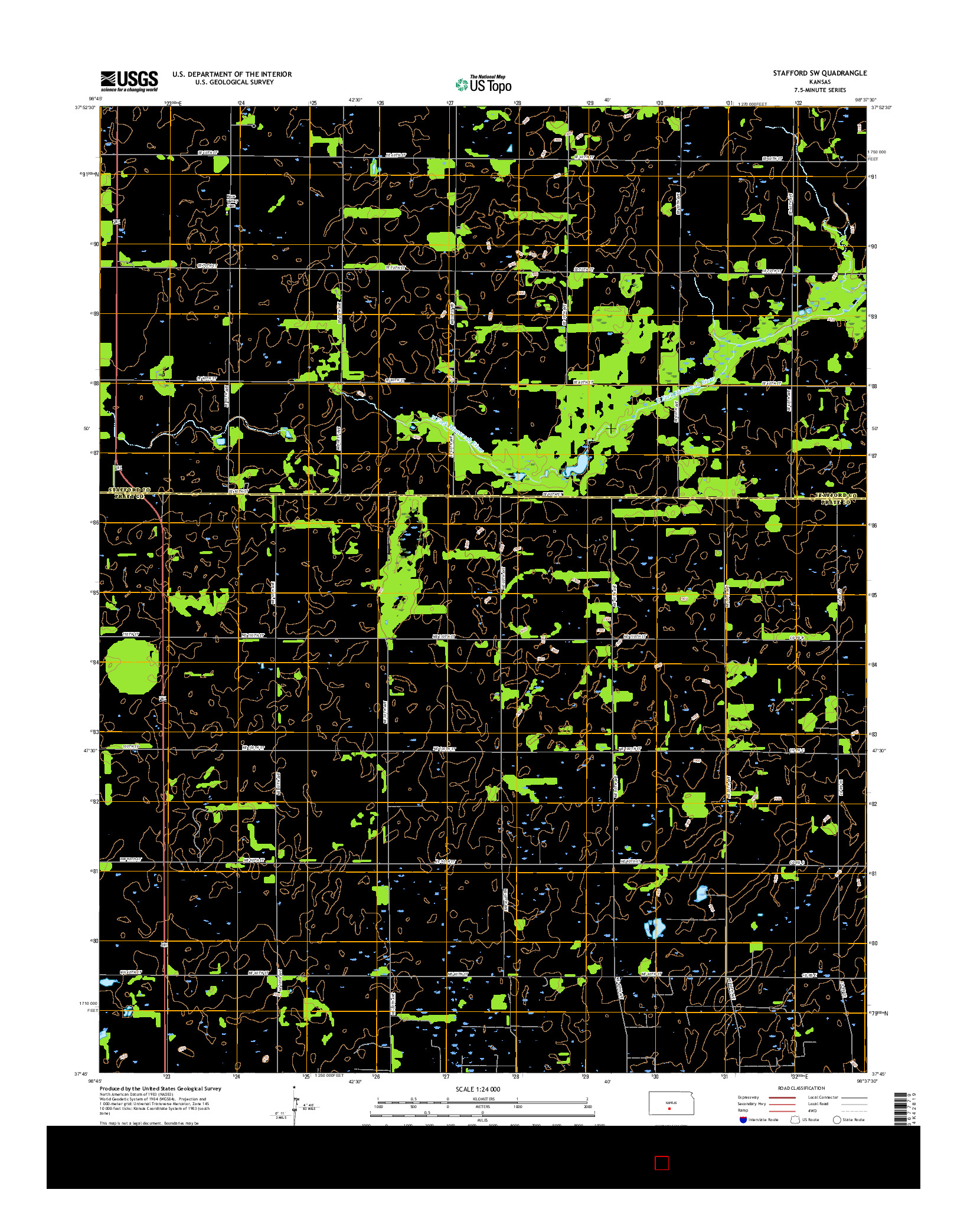 USGS US TOPO 7.5-MINUTE MAP FOR STAFFORD SW, KS 2016