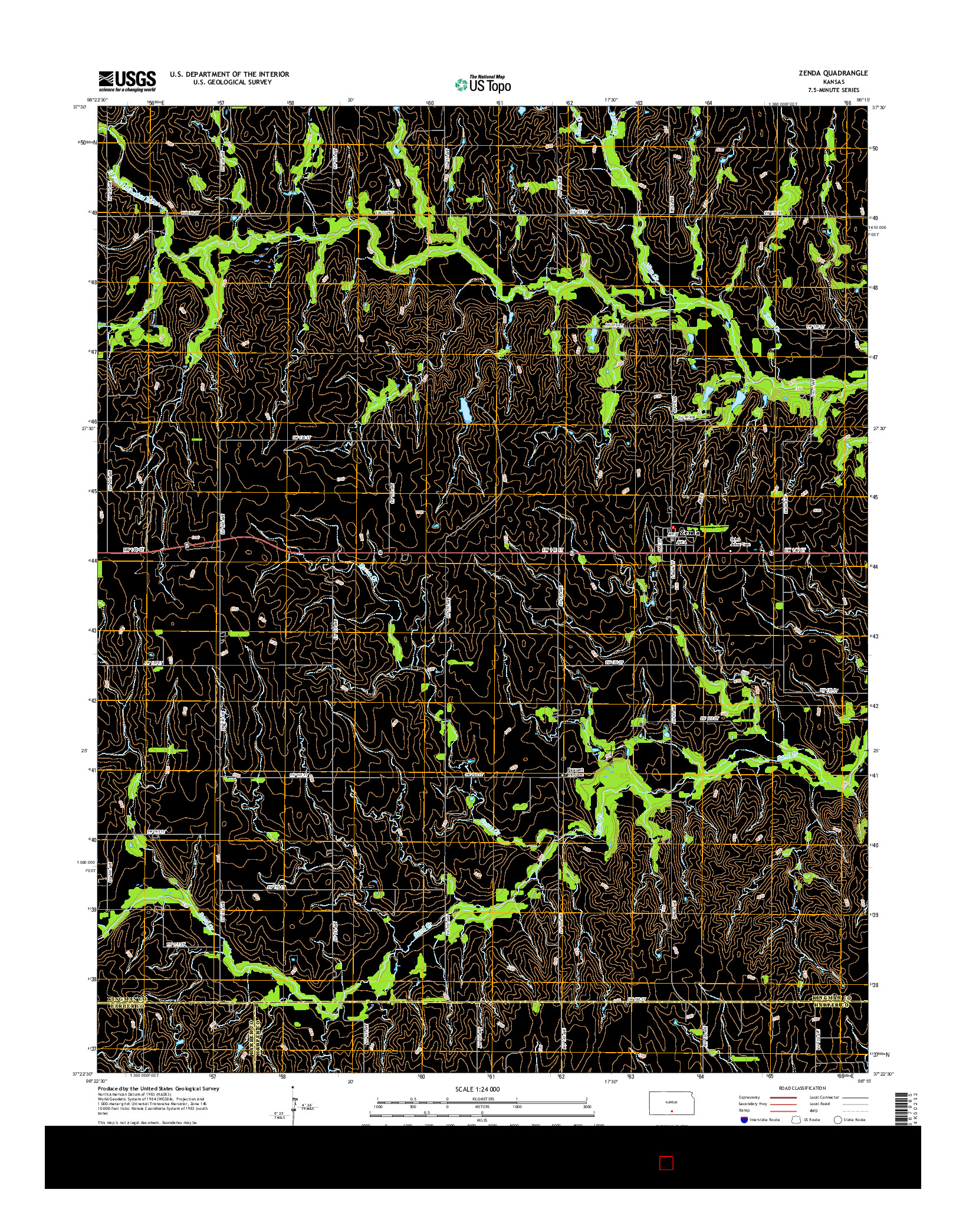 USGS US TOPO 7.5-MINUTE MAP FOR ZENDA, KS 2016