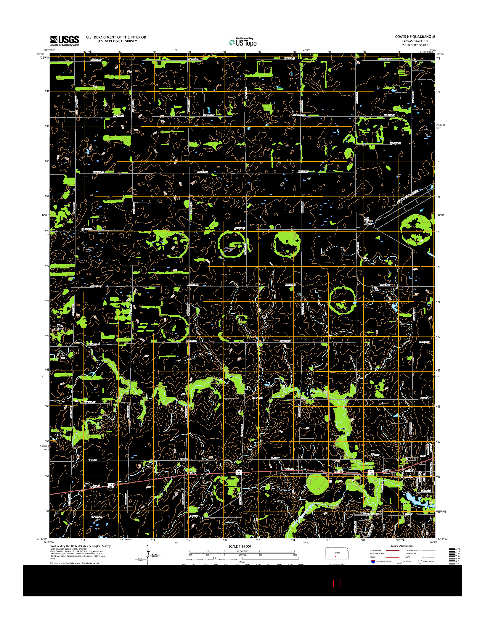 USGS US TOPO 7.5-MINUTE MAP FOR COATS NE, KS 2016