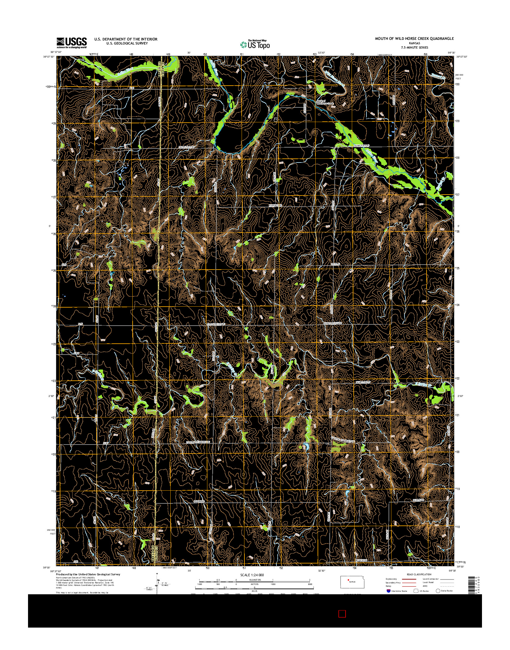 USGS US TOPO 7.5-MINUTE MAP FOR MOUTH OF WILD HORSE CREEK, KS 2016