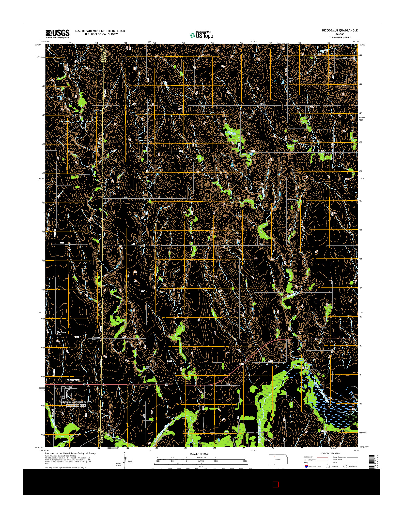 USGS US TOPO 7.5-MINUTE MAP FOR NICODEMUS, KS 2016