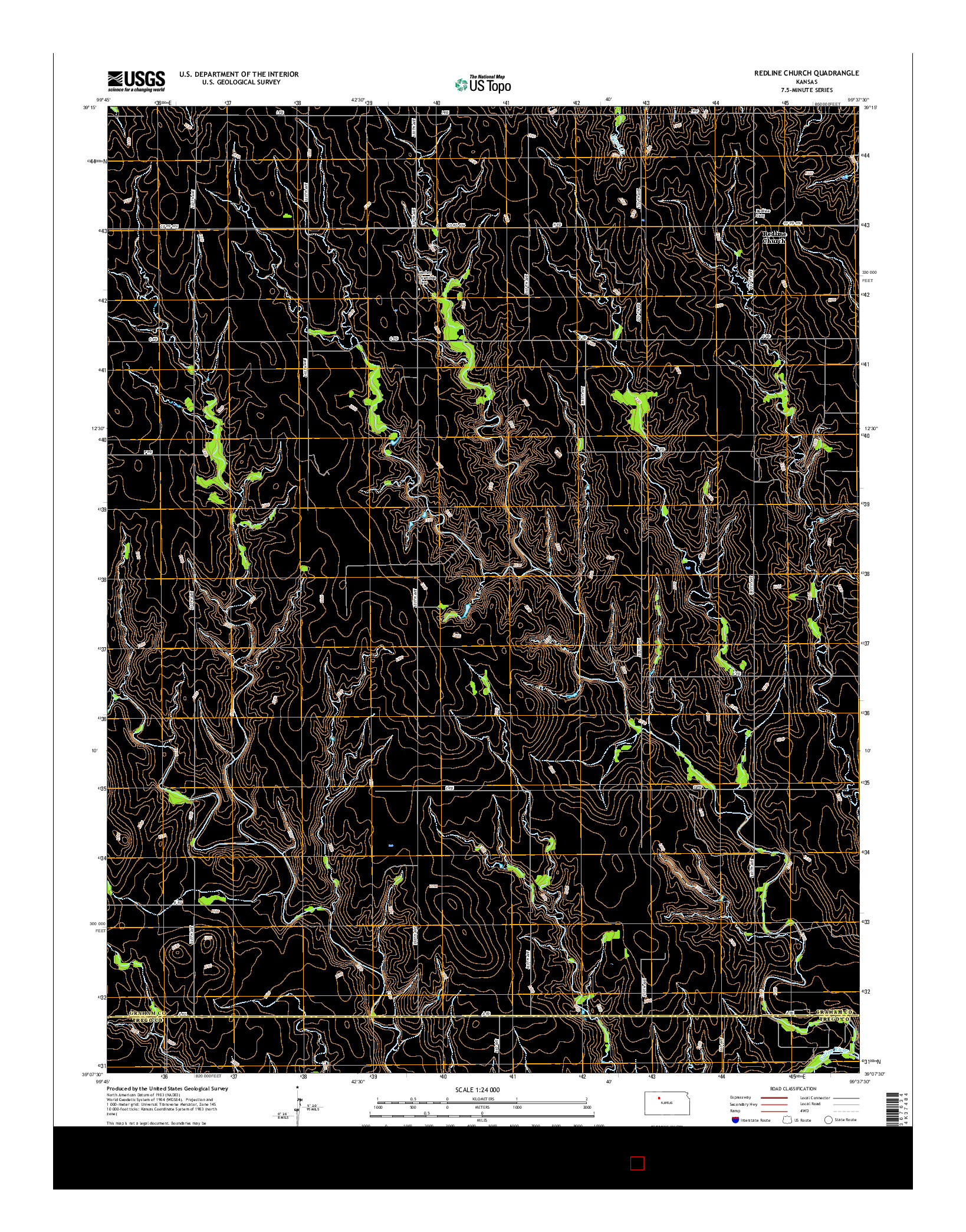 USGS US TOPO 7.5-MINUTE MAP FOR REDLINE CHURCH, KS 2016