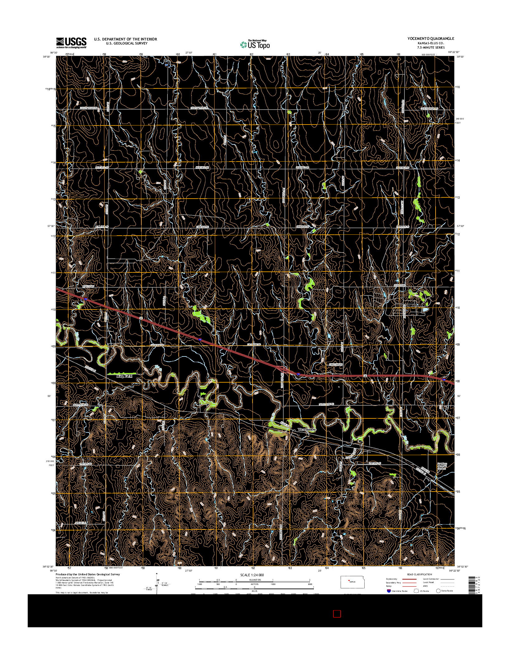 USGS US TOPO 7.5-MINUTE MAP FOR YOCEMENTO, KS 2016