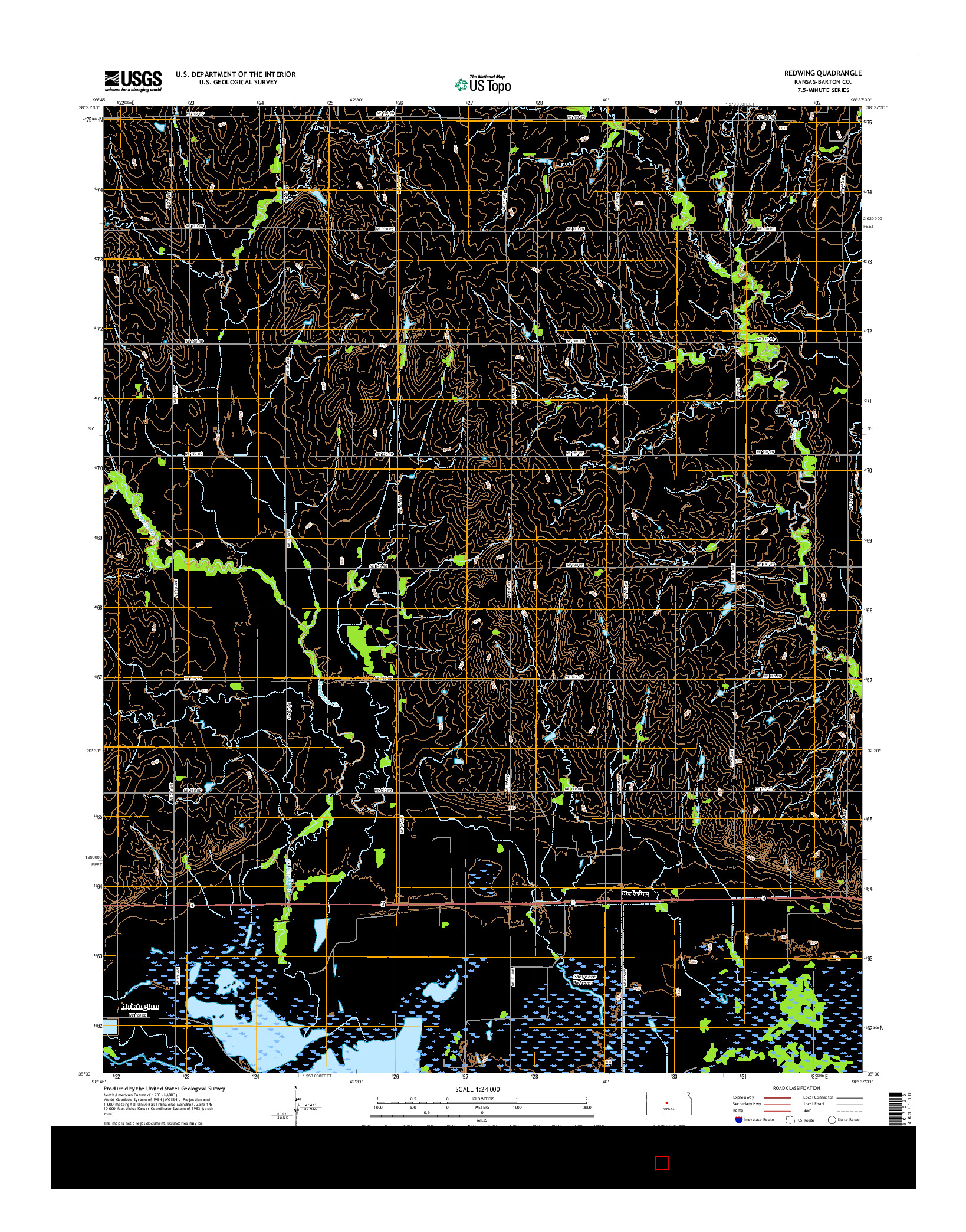 USGS US TOPO 7.5-MINUTE MAP FOR REDWING, KS 2016