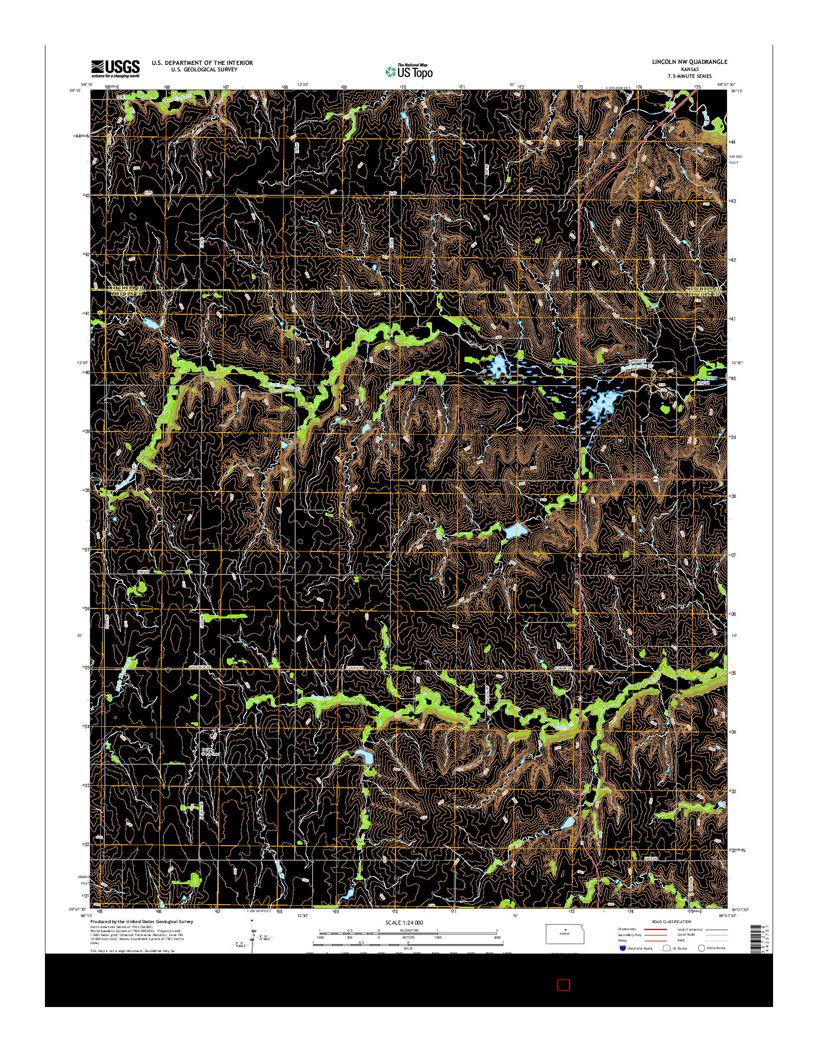 USGS US TOPO 7.5-MINUTE MAP FOR LINCOLN NW, KS 2016