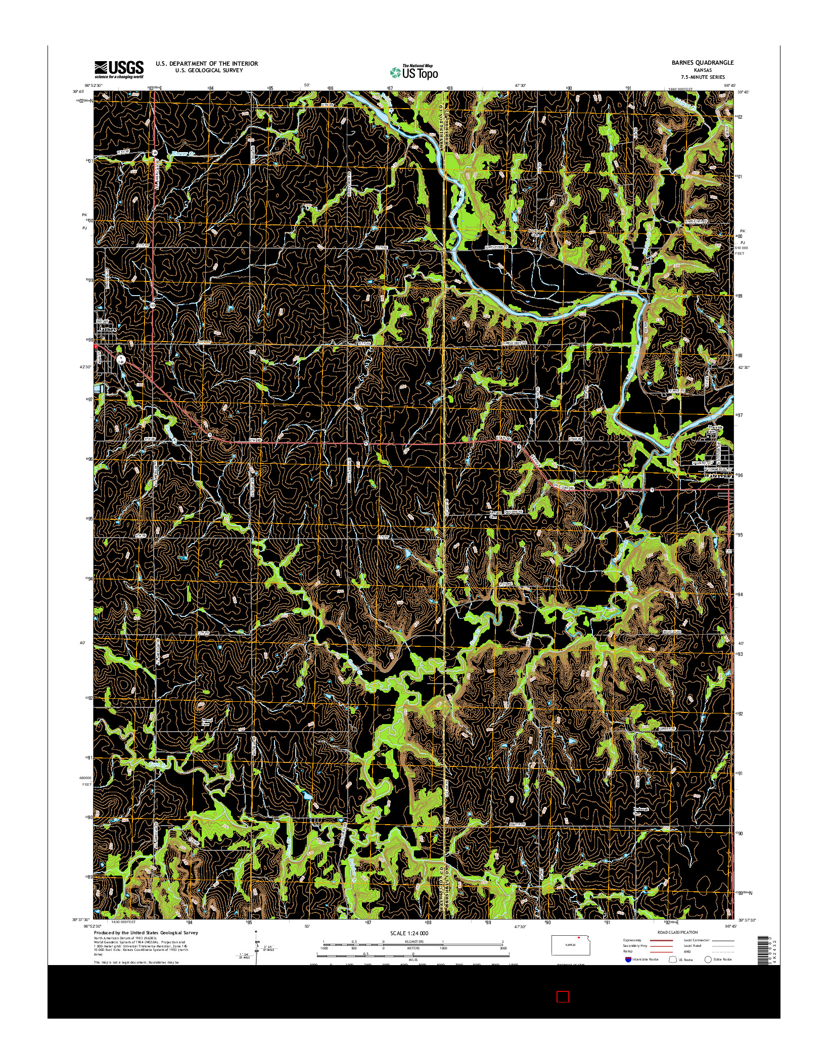 USGS US TOPO 7.5-MINUTE MAP FOR BARNES, KS 2016