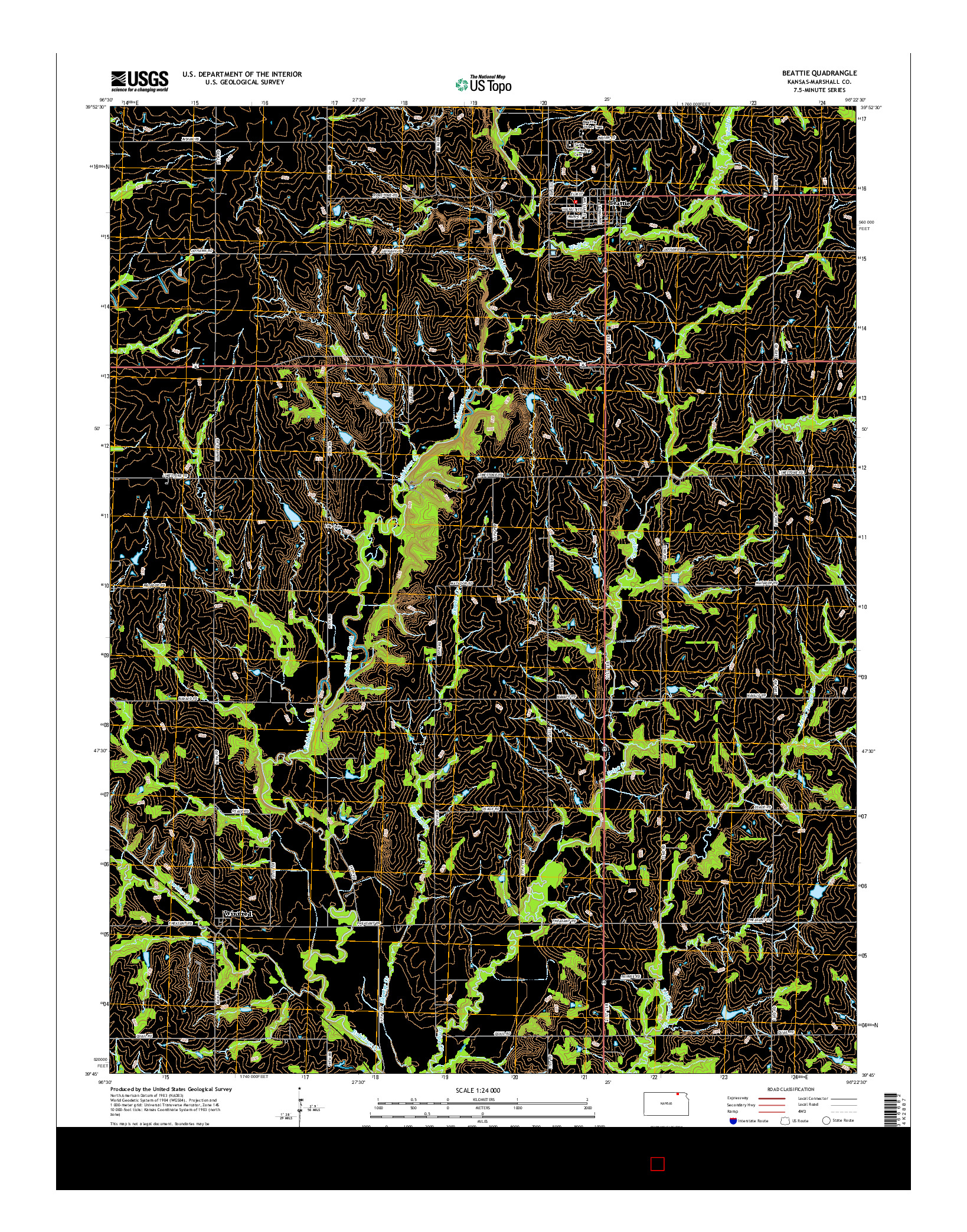 USGS US TOPO 7.5-MINUTE MAP FOR BEATTIE, KS 2016