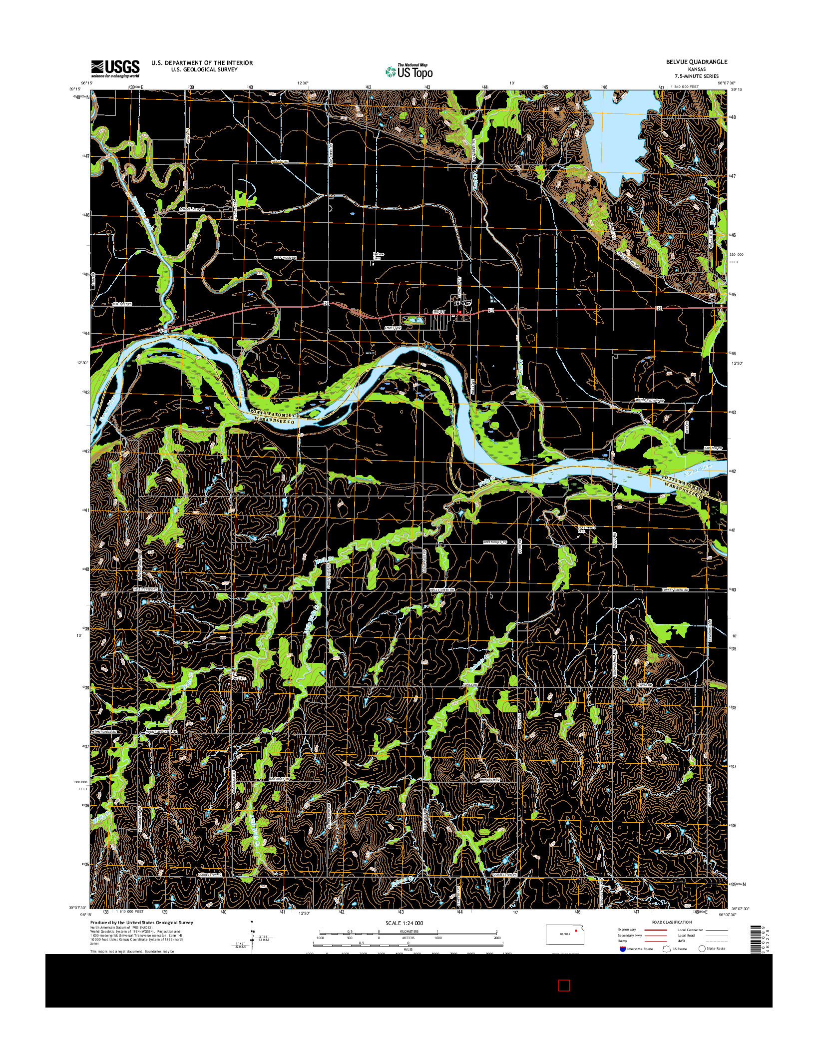USGS US TOPO 7.5-MINUTE MAP FOR BELVUE, KS 2016