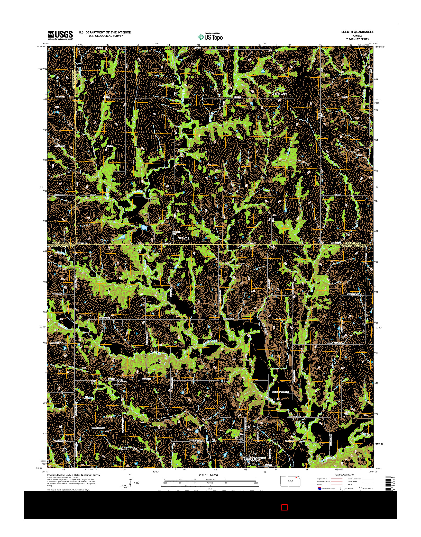 USGS US TOPO 7.5-MINUTE MAP FOR DULUTH, KS 2016