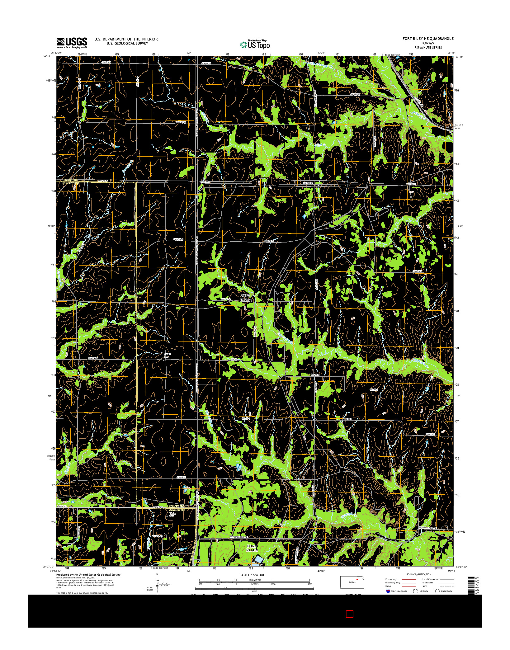 USGS US TOPO 7.5-MINUTE MAP FOR FORT RILEY NE, KS 2016