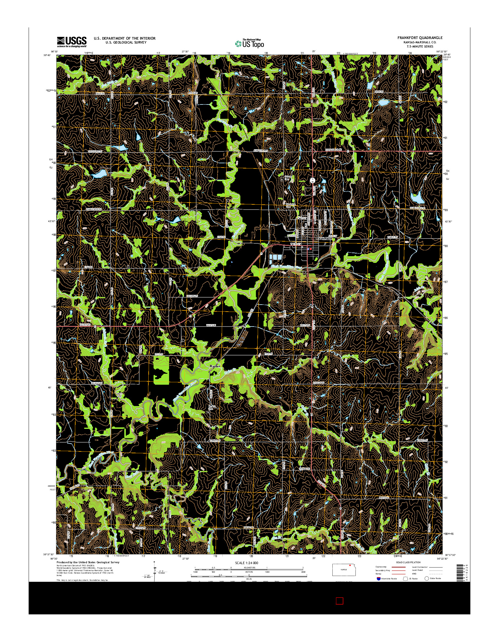 USGS US TOPO 7.5-MINUTE MAP FOR FRANKFORT, KS 2016
