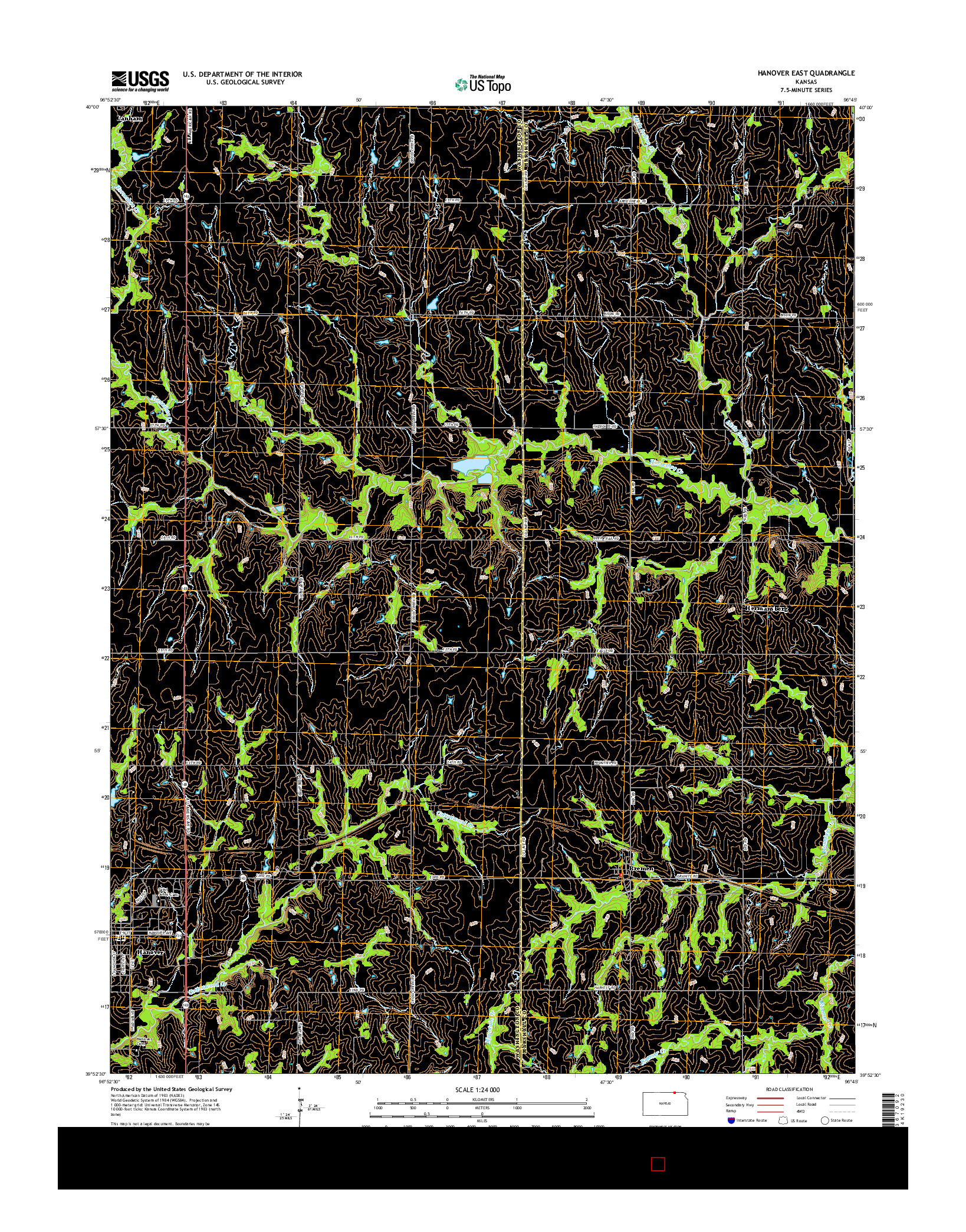 USGS US TOPO 7.5-MINUTE MAP FOR HANOVER EAST, KS 2016