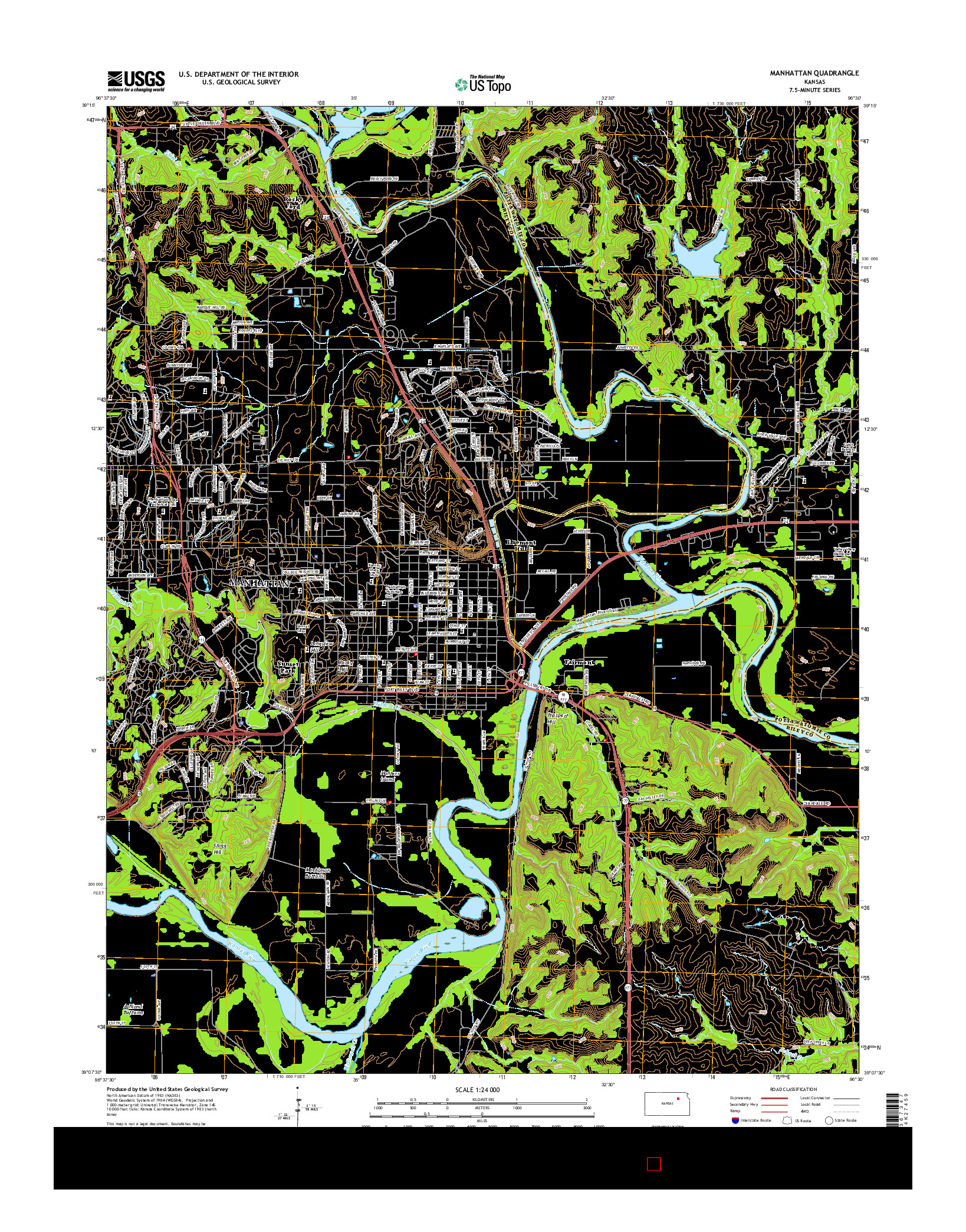 USGS US TOPO 7.5-MINUTE MAP FOR MANHATTAN, KS 2016