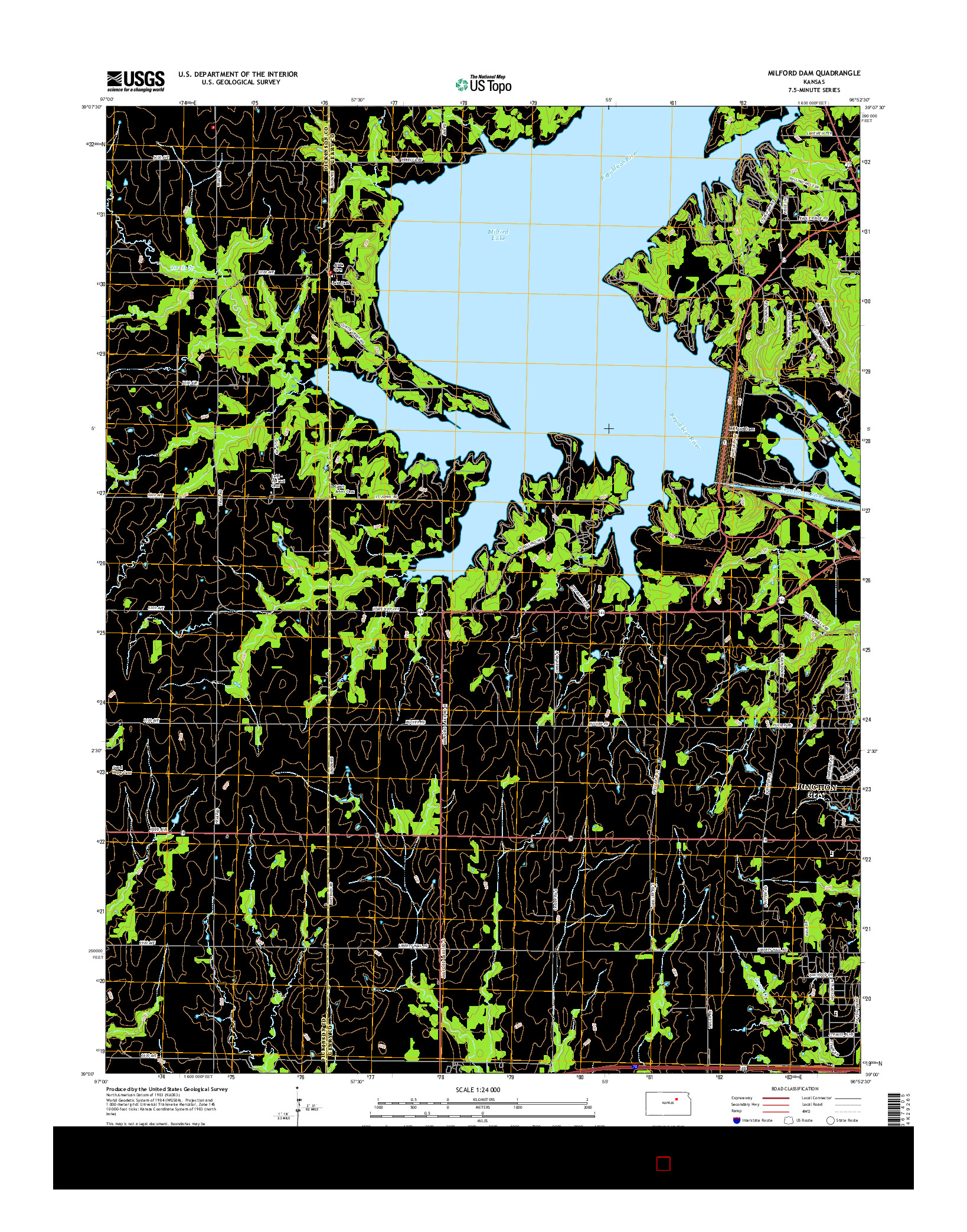 USGS US TOPO 7.5-MINUTE MAP FOR MILFORD DAM, KS 2016