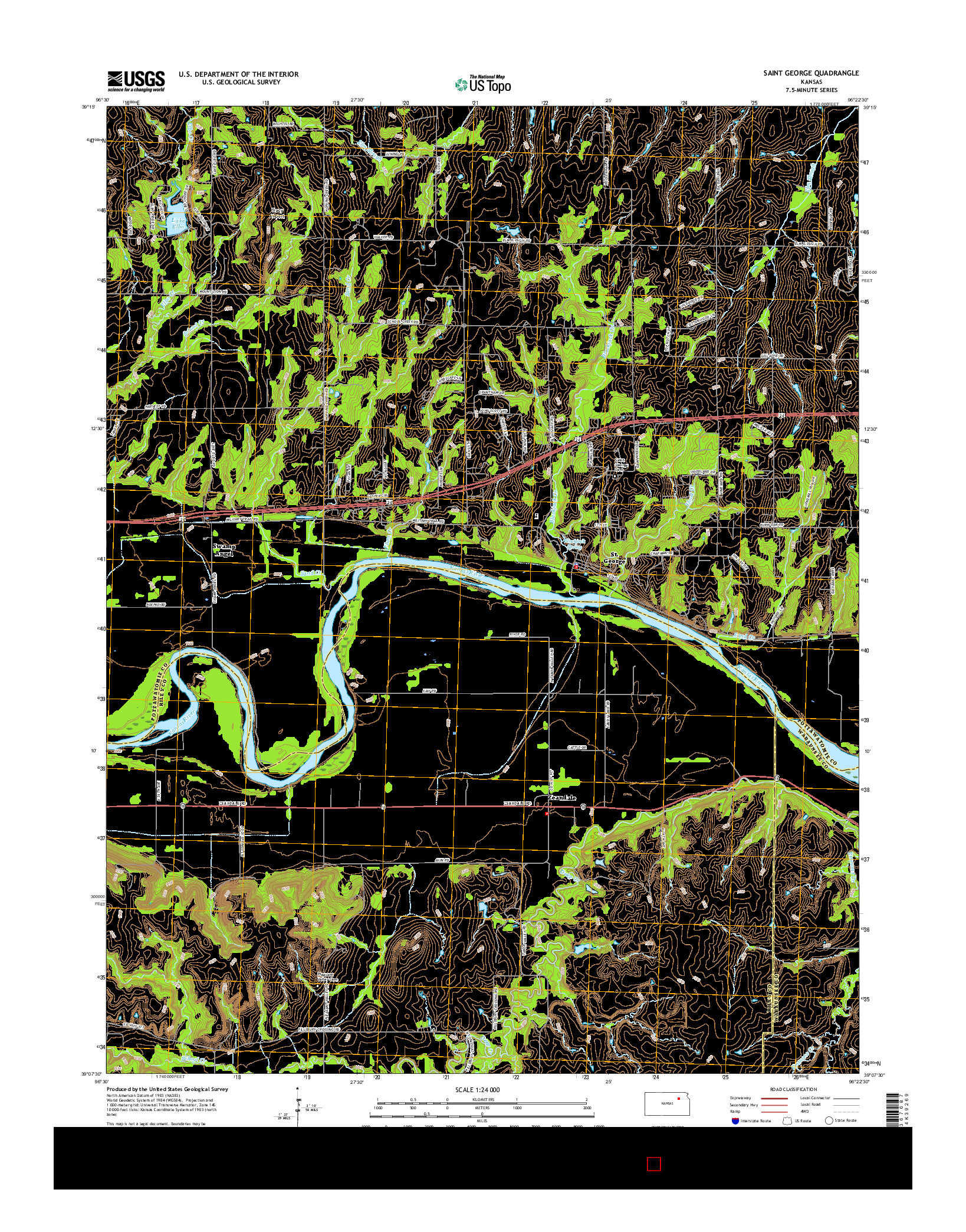 USGS US TOPO 7.5-MINUTE MAP FOR SAINT GEORGE, KS 2016