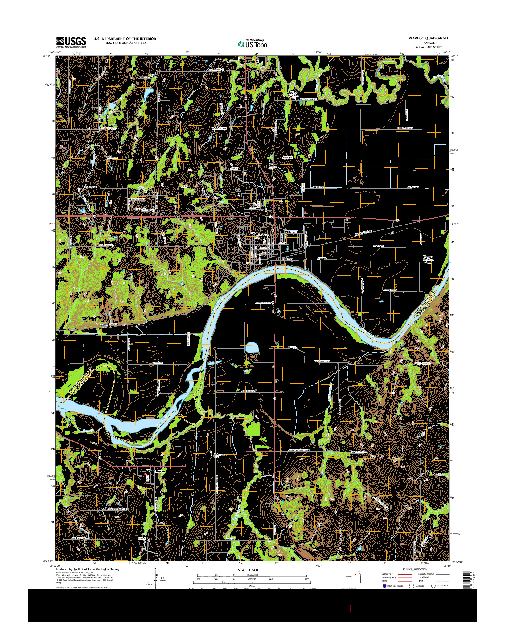 USGS US TOPO 7.5-MINUTE MAP FOR WAMEGO, KS 2016