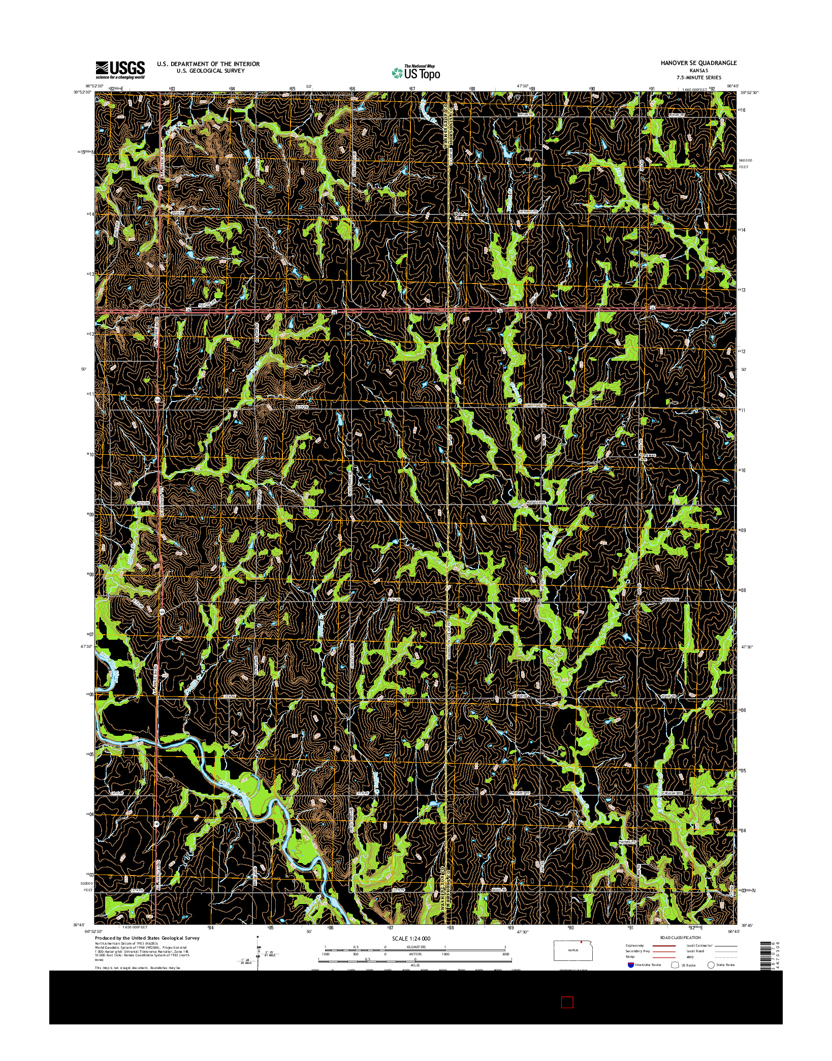 USGS US TOPO 7.5-MINUTE MAP FOR HANOVER SE, KS 2016