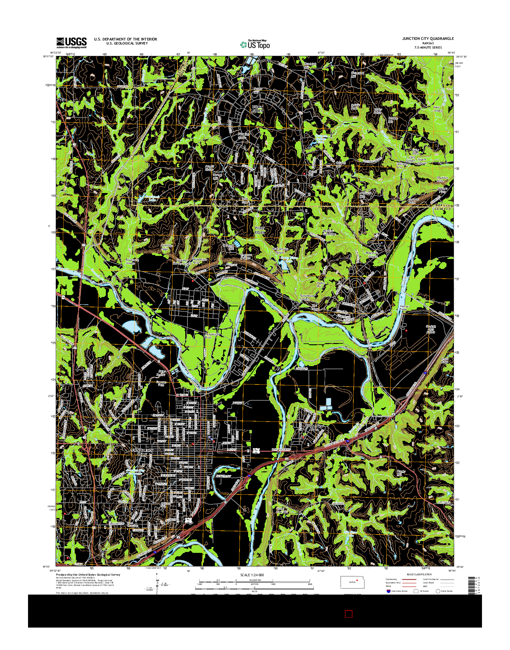USGS US TOPO 7.5-MINUTE MAP FOR JUNCTION CITY, KS 2016