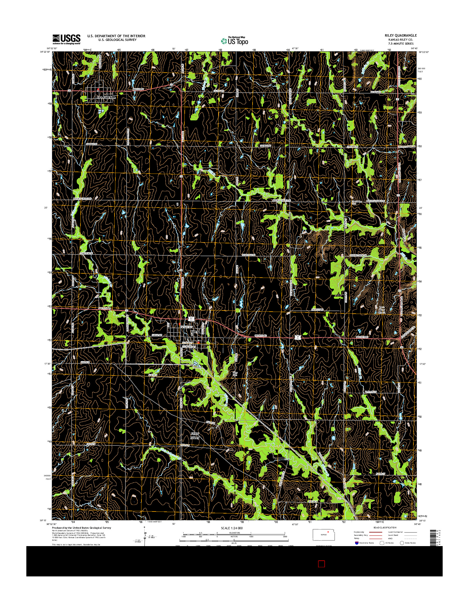 USGS US TOPO 7.5-MINUTE MAP FOR RILEY, KS 2016