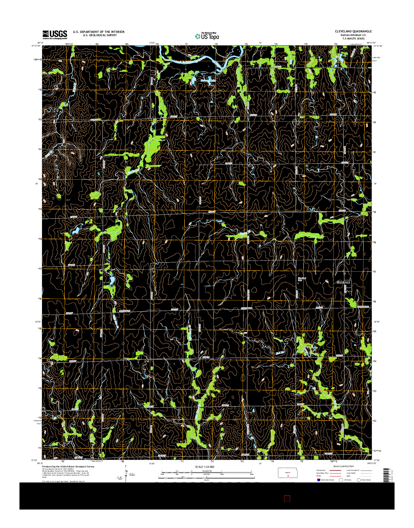 USGS US TOPO 7.5-MINUTE MAP FOR CLEVELAND, KS 2016